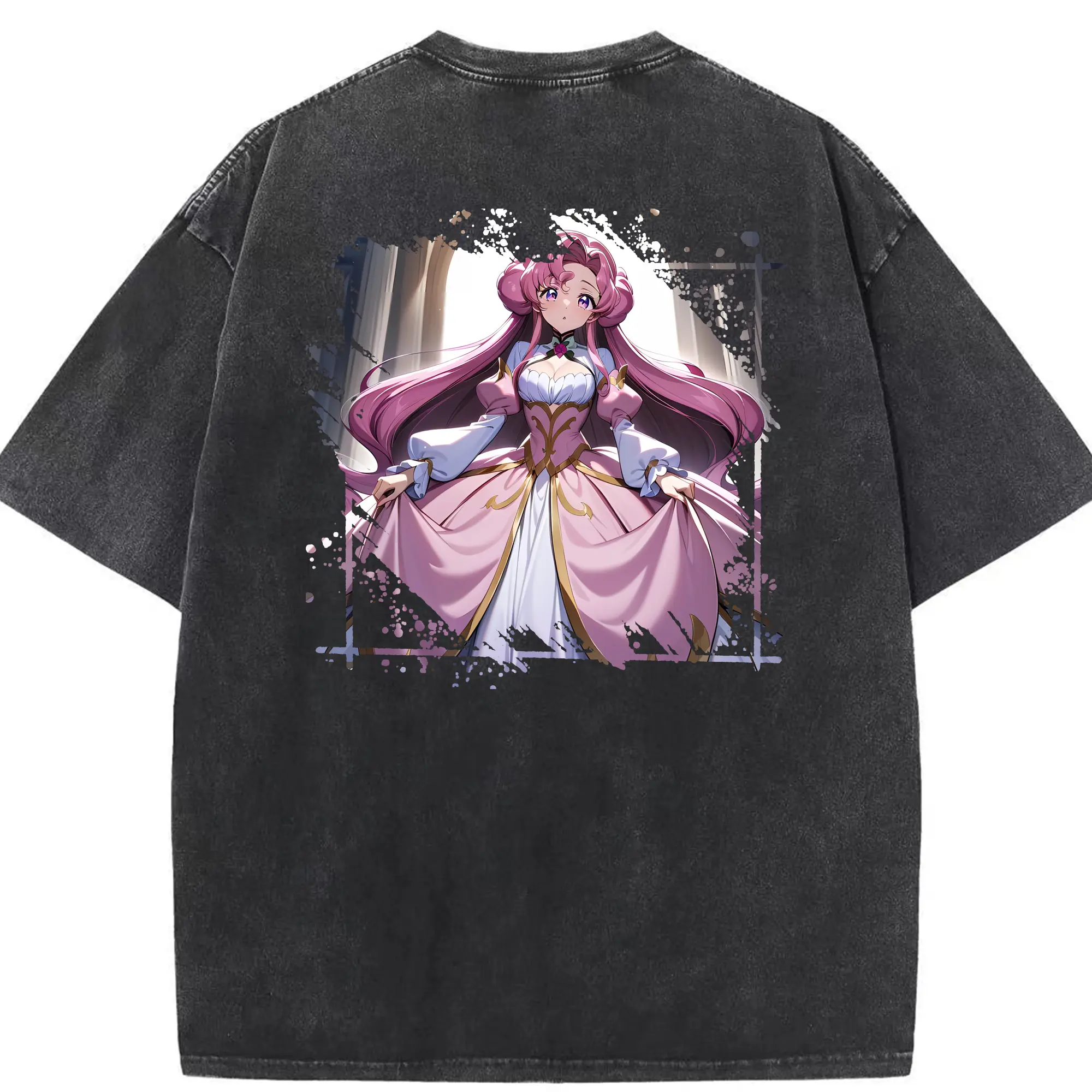 コードギアス 反逆のルルーシュ グッズ ユーフェミア・リ・ブリタニア - 綿100％ ヴィンテージ風 半袖Tシャツ ・ 背面プリント ・ 柔らか肌触り ・ 通気性 快適 ・ スポーツ カジュアル 外出用