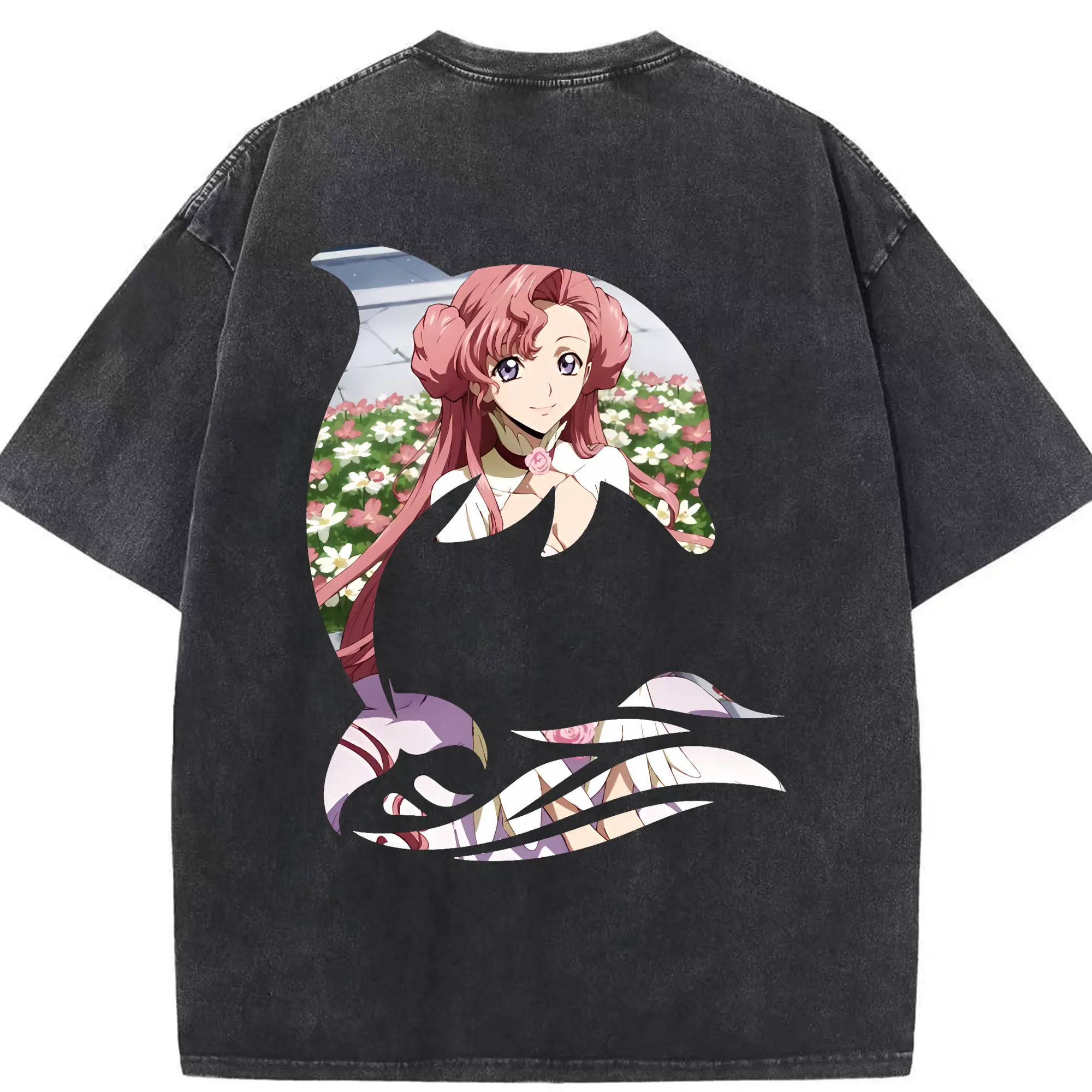 コードギアス 反逆のルルーシュ グッズ ユーフェミア・リ・ブリタニア - 綿100％ ヴィンテージ風 半袖Tシャツ ・ 背面プリント ・ 柔らか肌触り ・ 通気性 快適 ・ スポーツ カジュアル 外出用