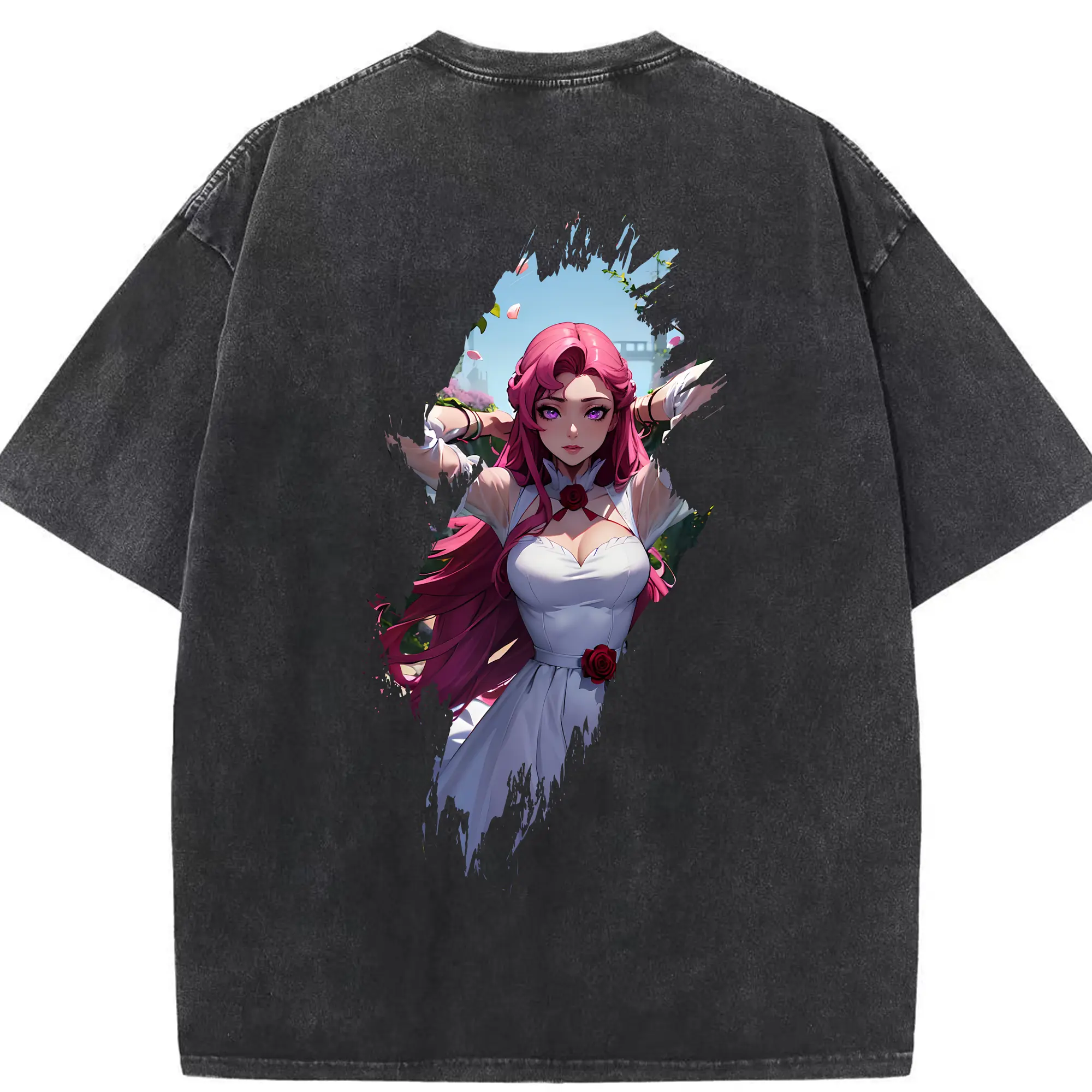 コードギアス 反逆のルルーシュ グッズ ユーフェミア・リ・ブリタニア - 綿100％ ヴィンテージ風 半袖Tシャツ ・ 背面プリント ・ 柔らか肌触り ・ 通気性 快適 ・ スポーツ カジュアル 外出用