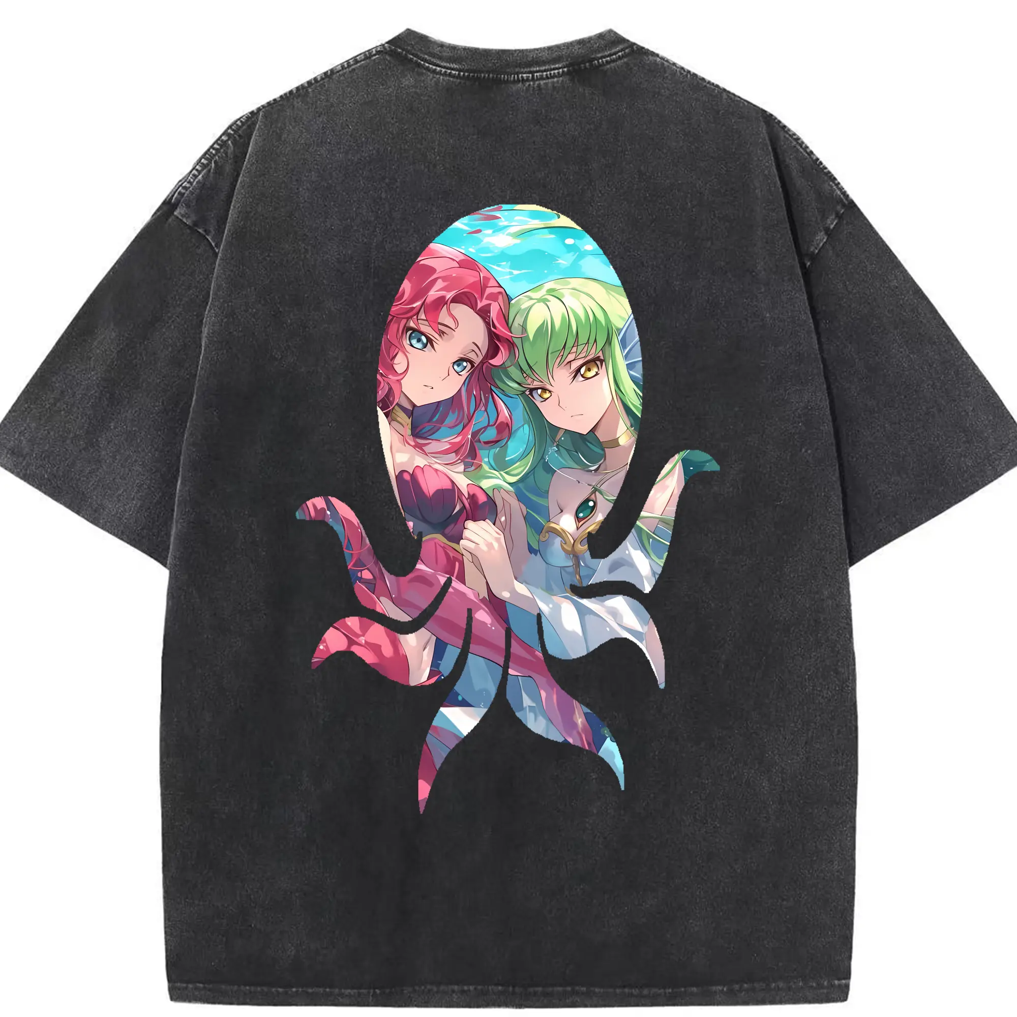 コードギアス 反逆のルルーシュ グッズ ユーフェミア・リ・ブリタニア - 綿100％ ヴィンテージ風 半袖Tシャツ ・ 背面プリント ・ 柔らか肌触り ・ 通気性 快適 ・ スポーツ カジュアル 外出用