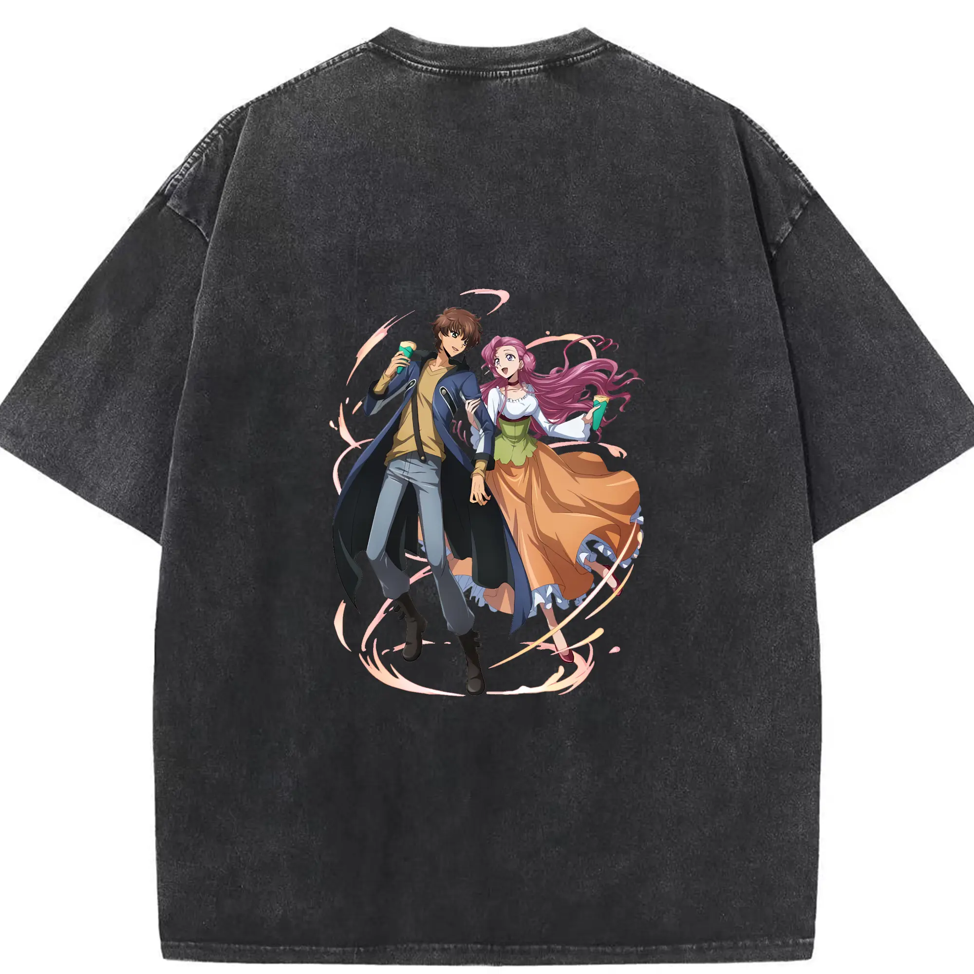 コードギアス 反逆のルルーシュ グッズ ユーフェミア・リ・ブリタニア - 綿100％ ヴィンテージ風 半袖Tシャツ ・ 背面プリント ・ 柔らか肌触り ・ 通気性 快適 ・ スポーツ カジュアル 外出用