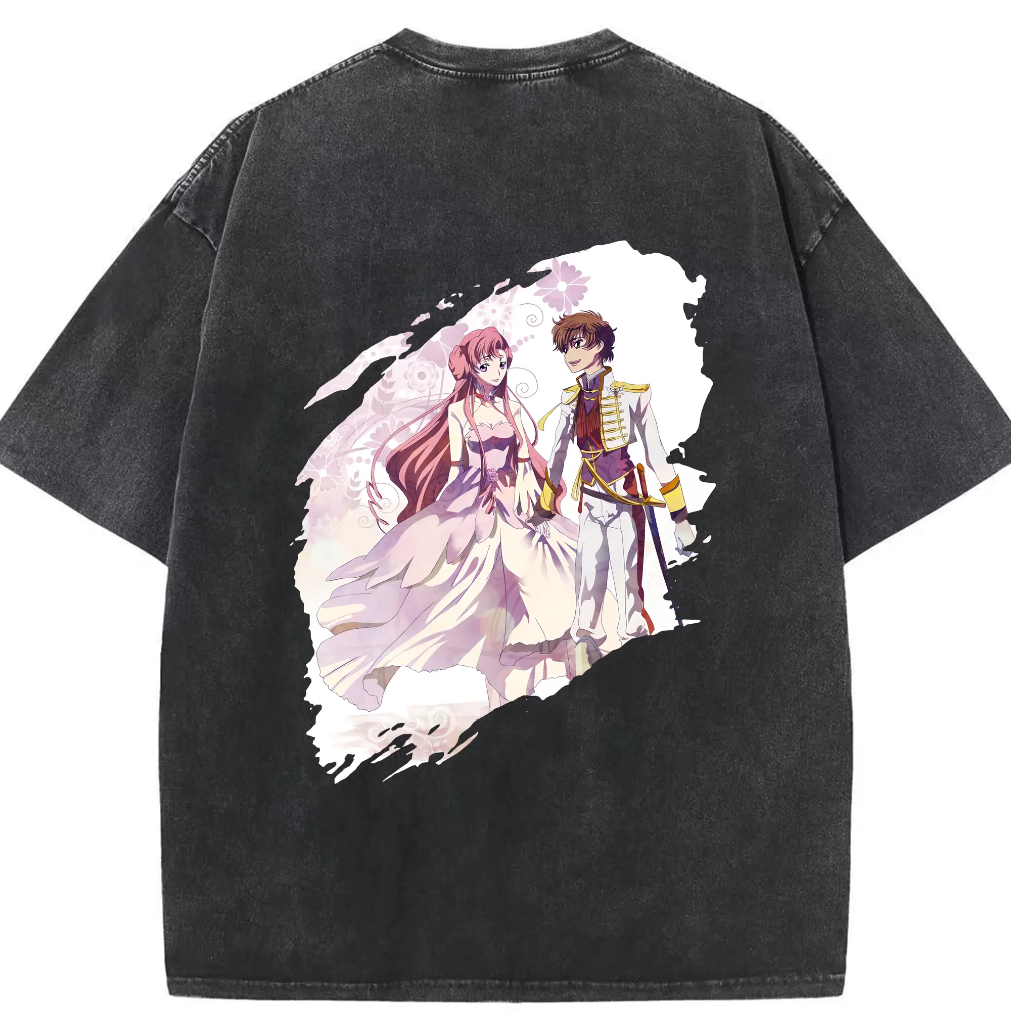 コードギアス 反逆のルルーシュ グッズ ユーフェミア・リ・ブリタニア - 綿100％ ヴィンテージ風 半袖Tシャツ ・ 背面プリント ・ 柔らか肌触り ・ 通気性 快適 ・ スポーツ カジュアル 外出用