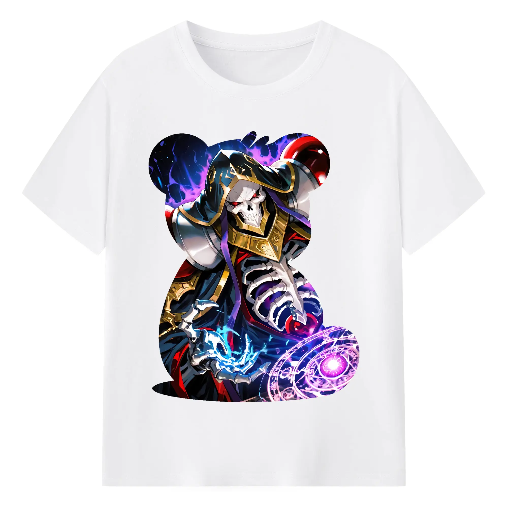 オーバーロード グッズ アインズ・ウール・ゴウン - 綿100％ 半袖Tシャツ ・ フロントプリント ・ 快適 通気性 ・ 日常使い 散歩 スポーツ用