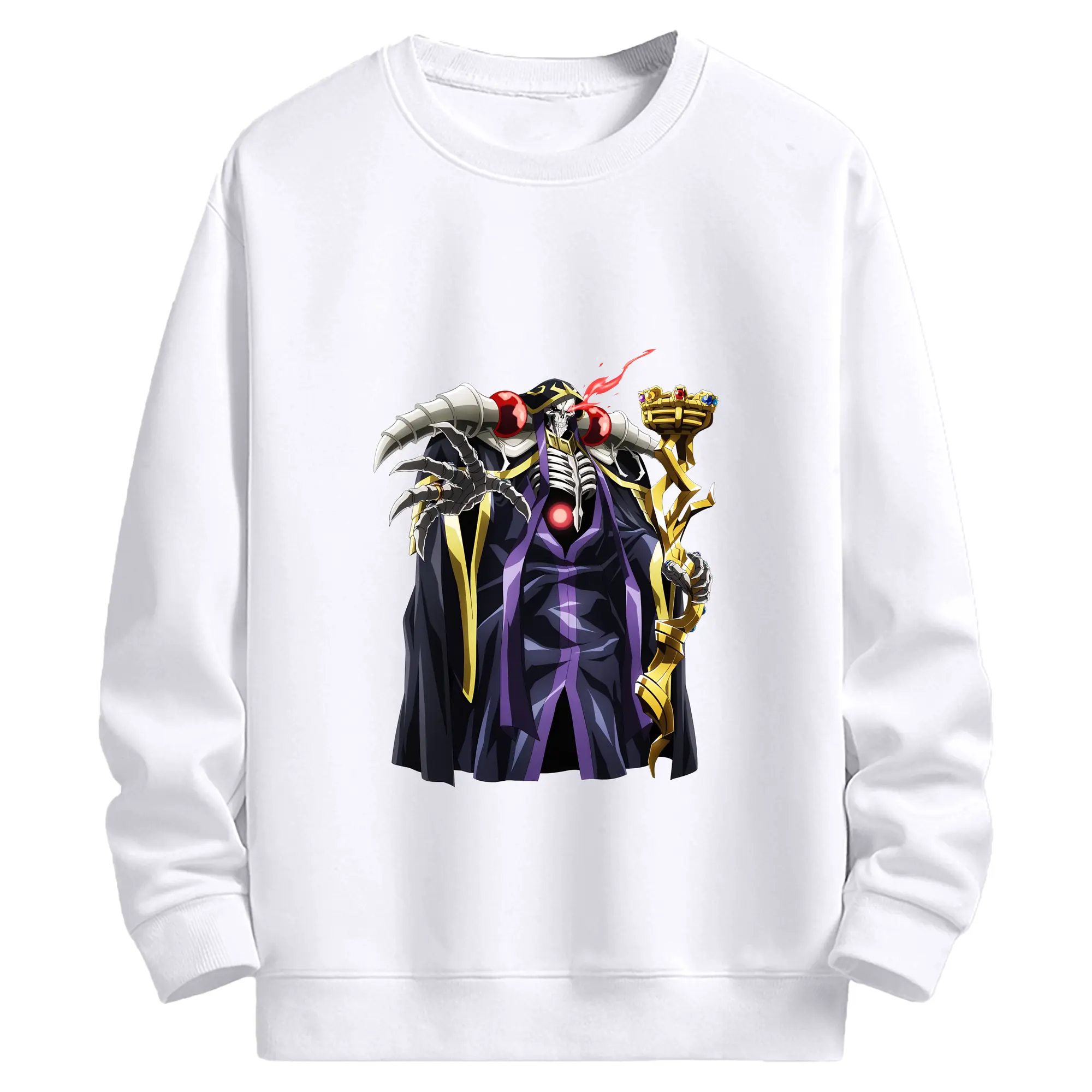 オーバーロード グッズ アインズ・ウール・ゴウン - 高品質 クルーネック スウェット ・ コットン59％ ポリエステル41％ ・ ユニセックス 長袖 トレーナー ・ カジュアル デイリー スポーツ 散歩用