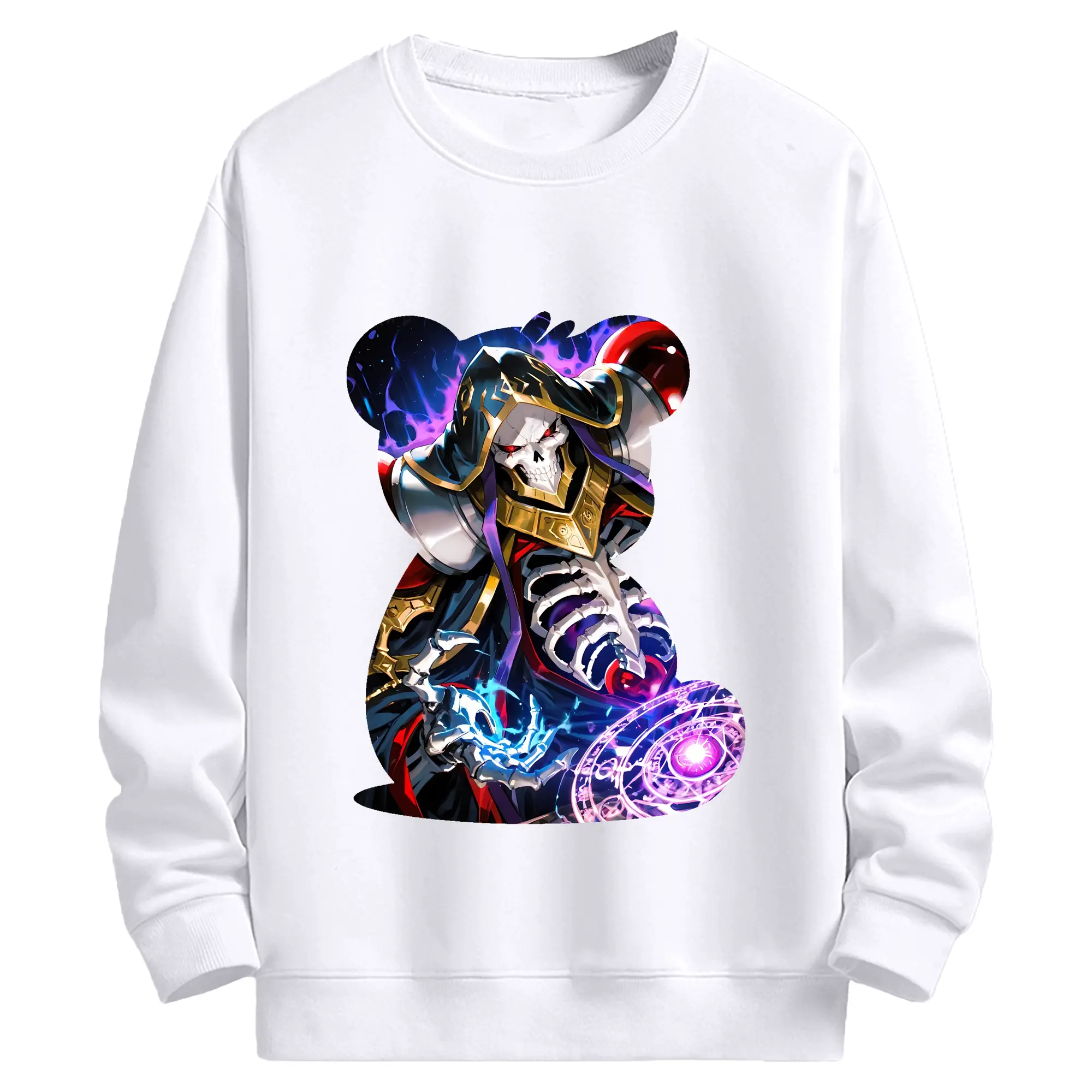 オーバーロード グッズ アインズ・ウール・ゴウン - 高品質 クルーネック スウェット ・ コットン59％ ポリエステル41％ ・ ユニセックス 長袖 トレーナー ・ カジュアル デイリー スポーツ 散歩用