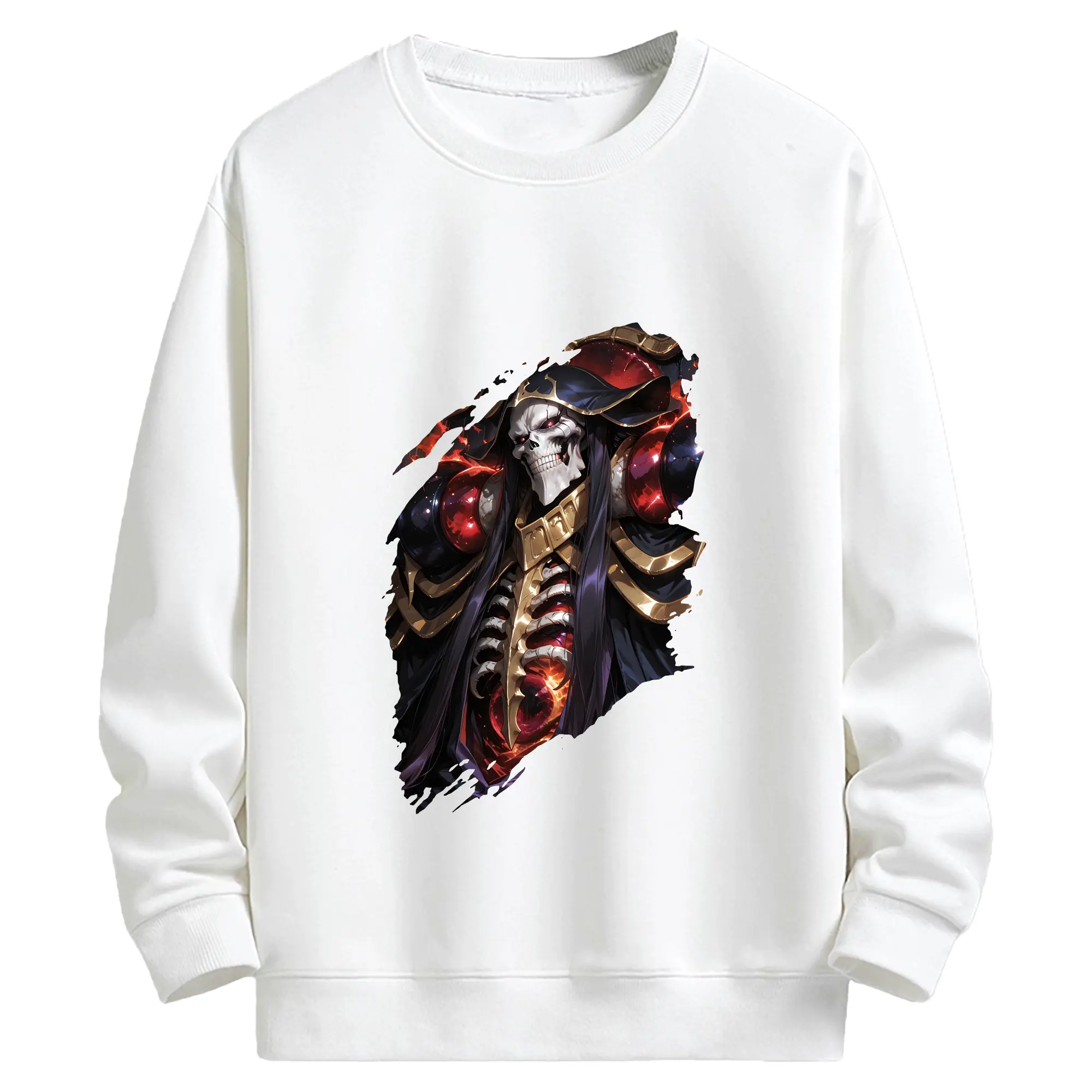 オーバーロード グッズ アインズ・ウール・ゴウン - キッズ クルーネックスウェットシャツ ・ フロントプリント ・ 綿80％ ポリエステル20％ ・ 快適 通学 スポーツ 日常使い お散歩用