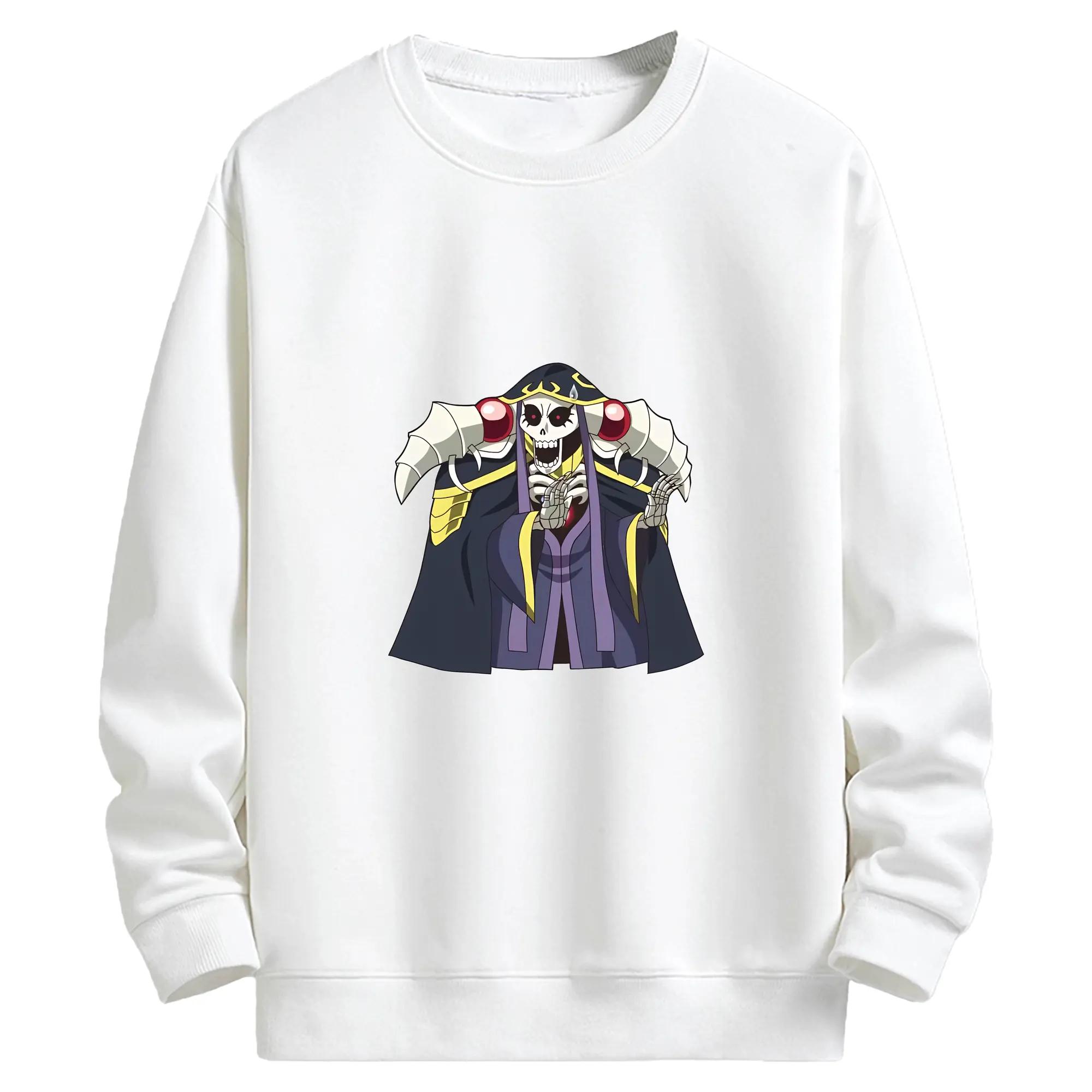 オーバーロード グッズ アインズ・ウール・ゴウン - キッズ クルーネックスウェットシャツ ・ フロントプリント ・ 綿80％ ポリエステル20％ ・ 快適 通学 スポーツ 日常使い お散歩用