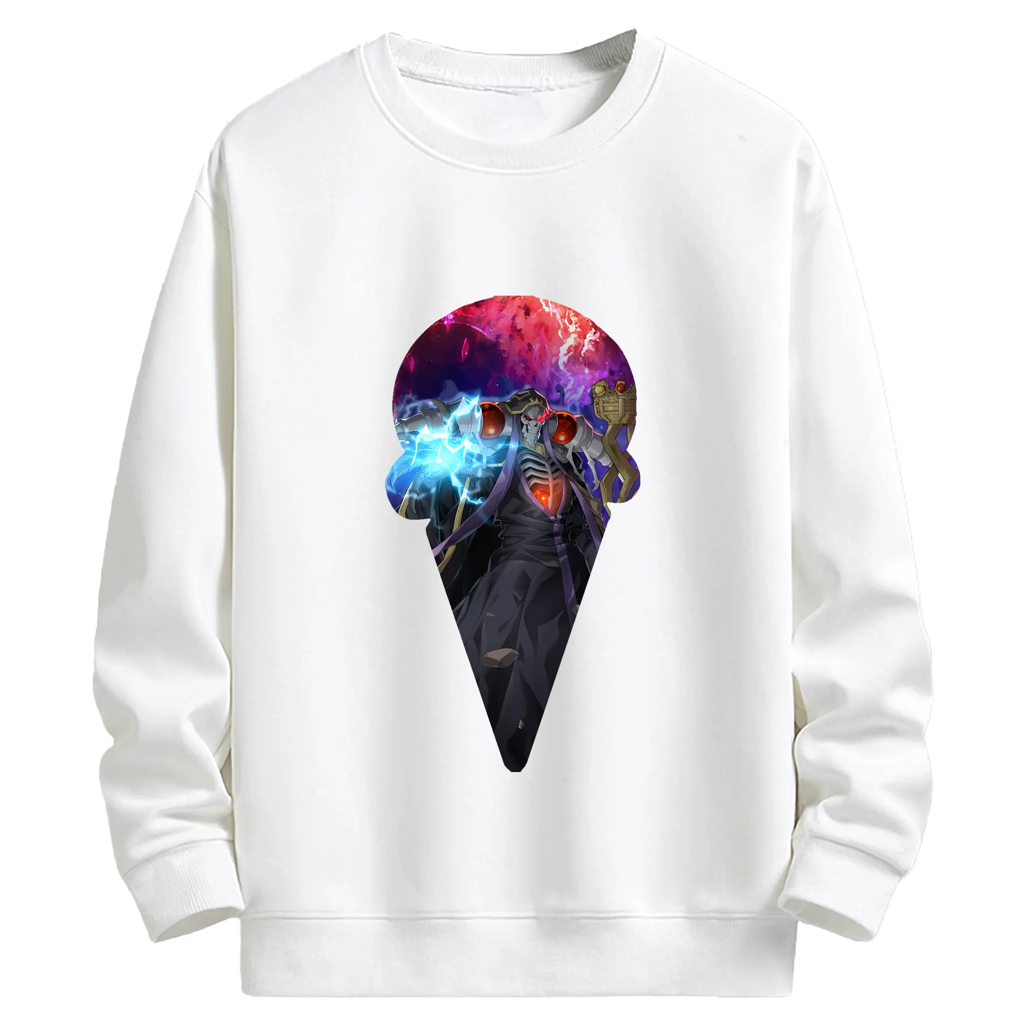 オーバーロード グッズ アインズ・ウール・ゴウン - キッズ クルーネックスウェットシャツ ・ フロントプリント ・ 綿80％ ポリエステル20％ ・ 快適 通学 スポーツ 日常使い お散歩用