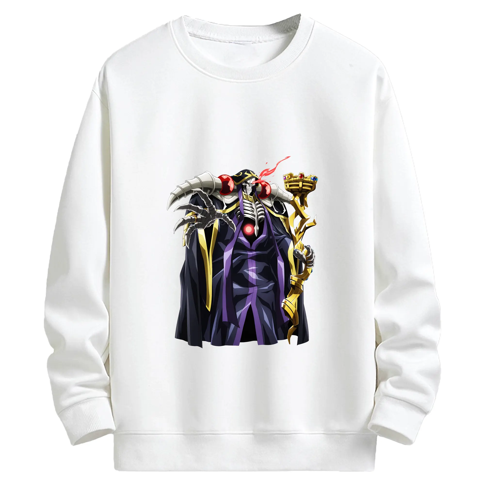 オーバーロード グッズ アインズ・ウール・ゴウン - キッズ クルーネックスウェットシャツ ・ フロントプリント ・ 綿80％ ポリエステル20％ ・ 快適 通学 スポーツ 日常使い お散歩用