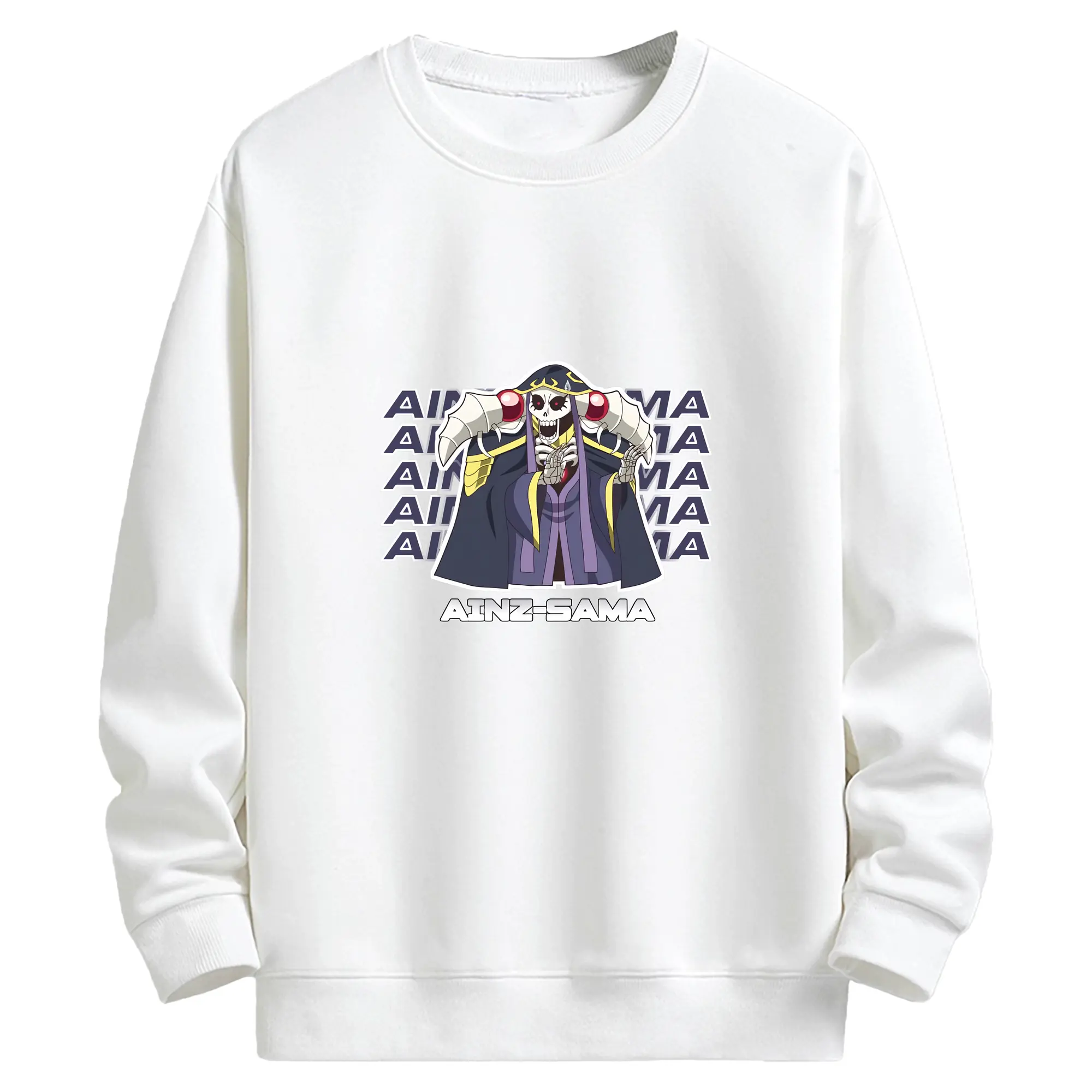 オーバーロード グッズ アインズ・ウール・ゴウン - キッズ クルーネックスウェットシャツ ・ フロントプリント ・ 綿80％ ポリエステル20％ ・ 快適 通学 スポーツ 日常使い お散歩用