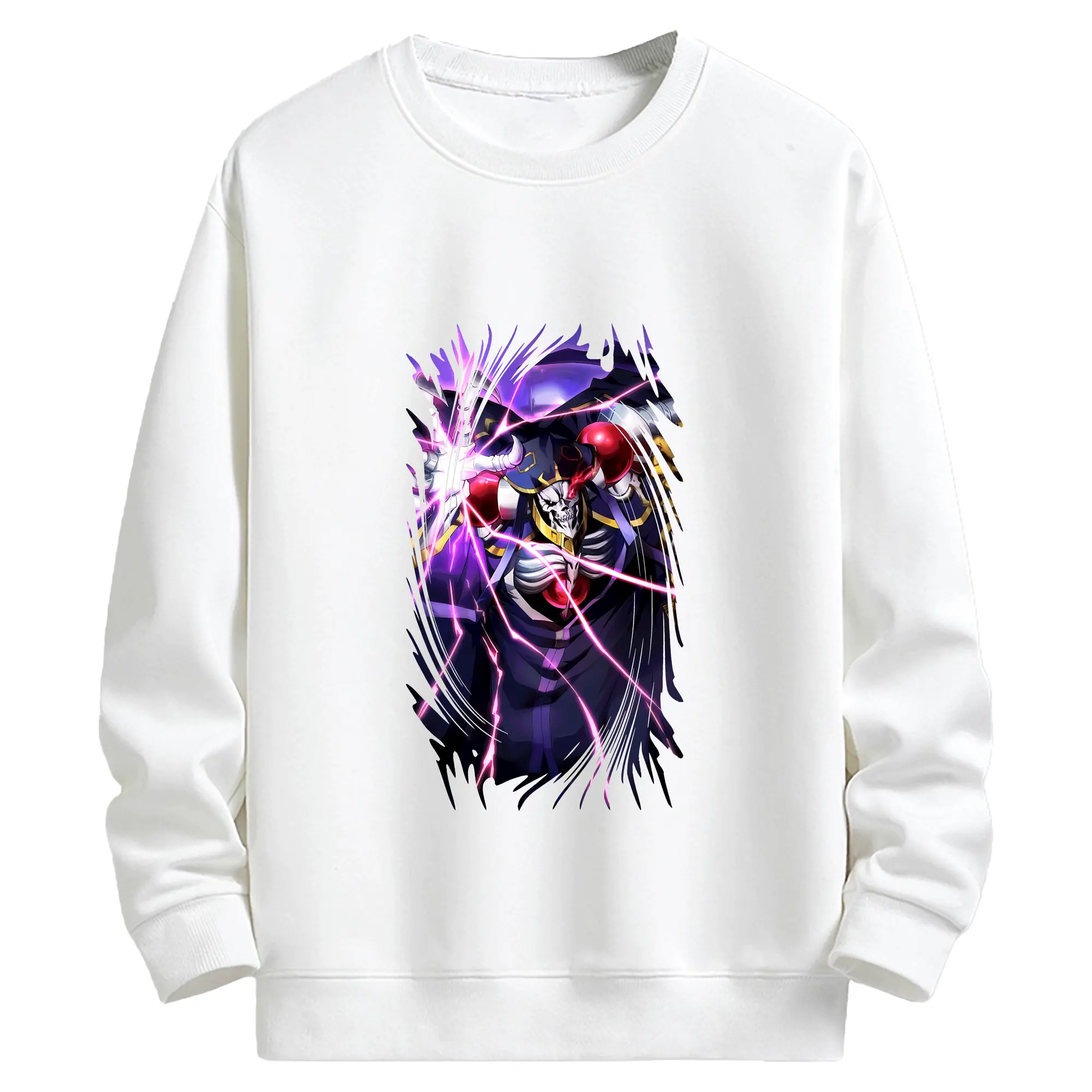 オーバーロード グッズ アインズ・ウール・ゴウン - キッズ クルーネックスウェットシャツ ・ フロントプリント ・ 綿80％ ポリエステル20％ ・ 快適 通学 スポーツ 日常使い お散歩用