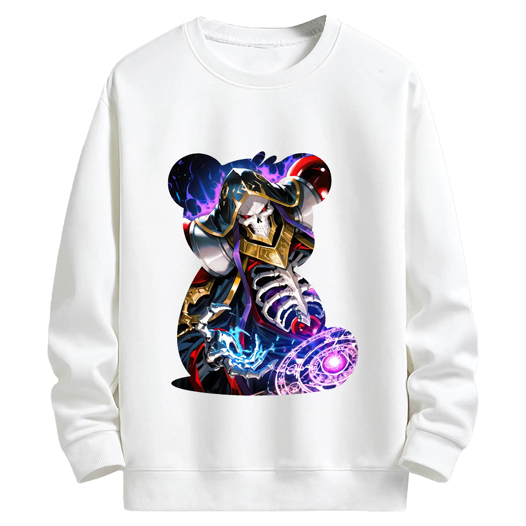 オーバーロード グッズ アインズ・ウール・ゴウン - キッズ クルーネックスウェットシャツ ・ フロントプリント ・ 綿80％ ポリエステル20％ ・ 快適 通学 スポーツ 日常使い お散歩用