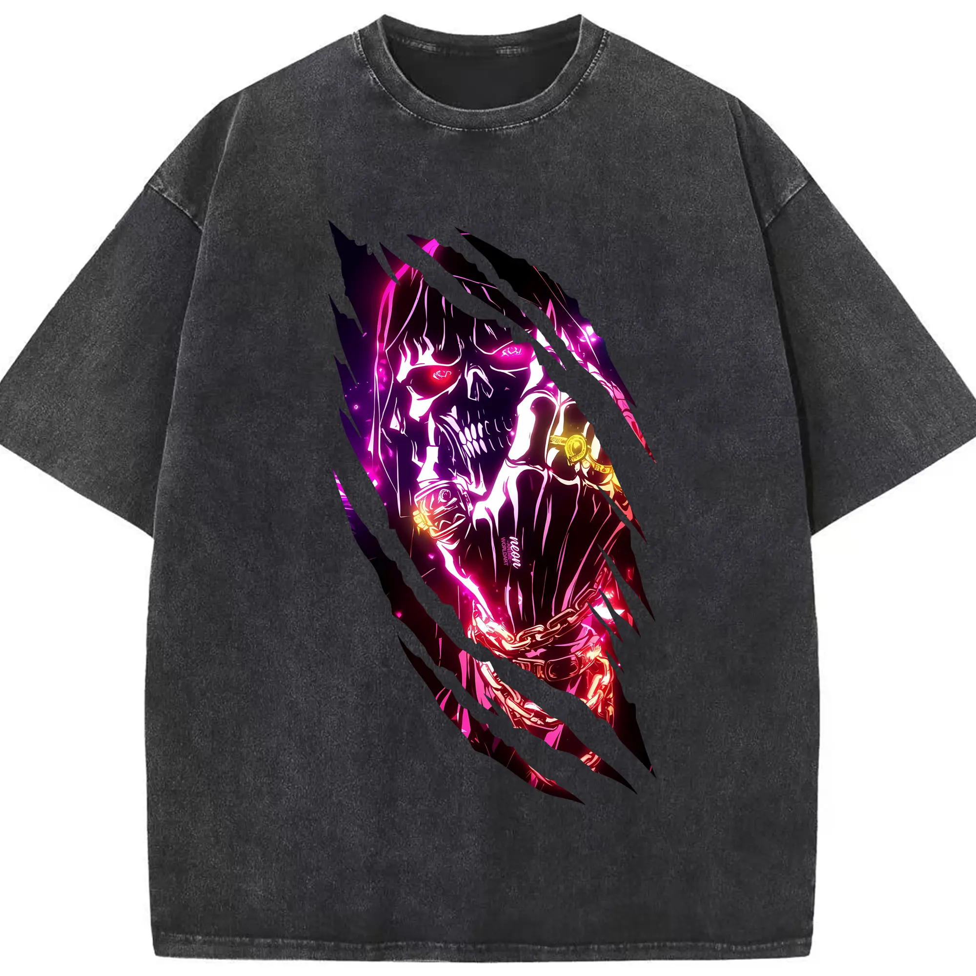 オーバーロード グッズ アインズ・ウール・ゴウン - 綿100％ ヴィンテージ風 半袖Tシャツ ・ フロントプリント ・ 柔らか肌触り ・ 通気性 快適 ・ スポーツ カジュアル 外出用