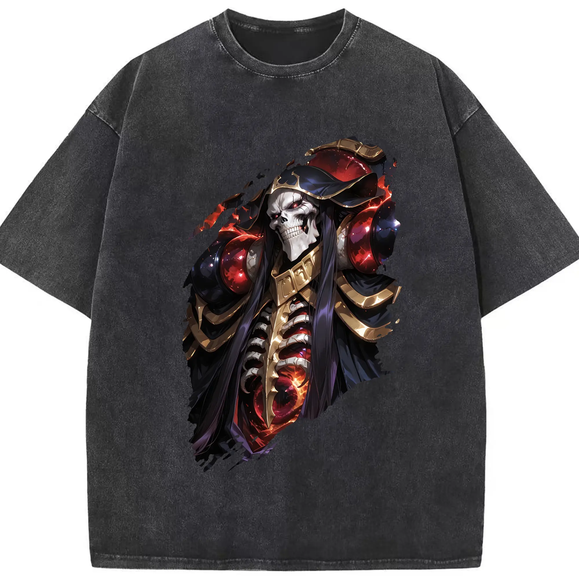 オーバーロード グッズ アインズ・ウール・ゴウン - 綿100％ ヴィンテージ風 半袖Tシャツ ・ フロントプリント ・ 柔らか肌触り ・ 通気性 快適 ・ スポーツ カジュアル 外出用