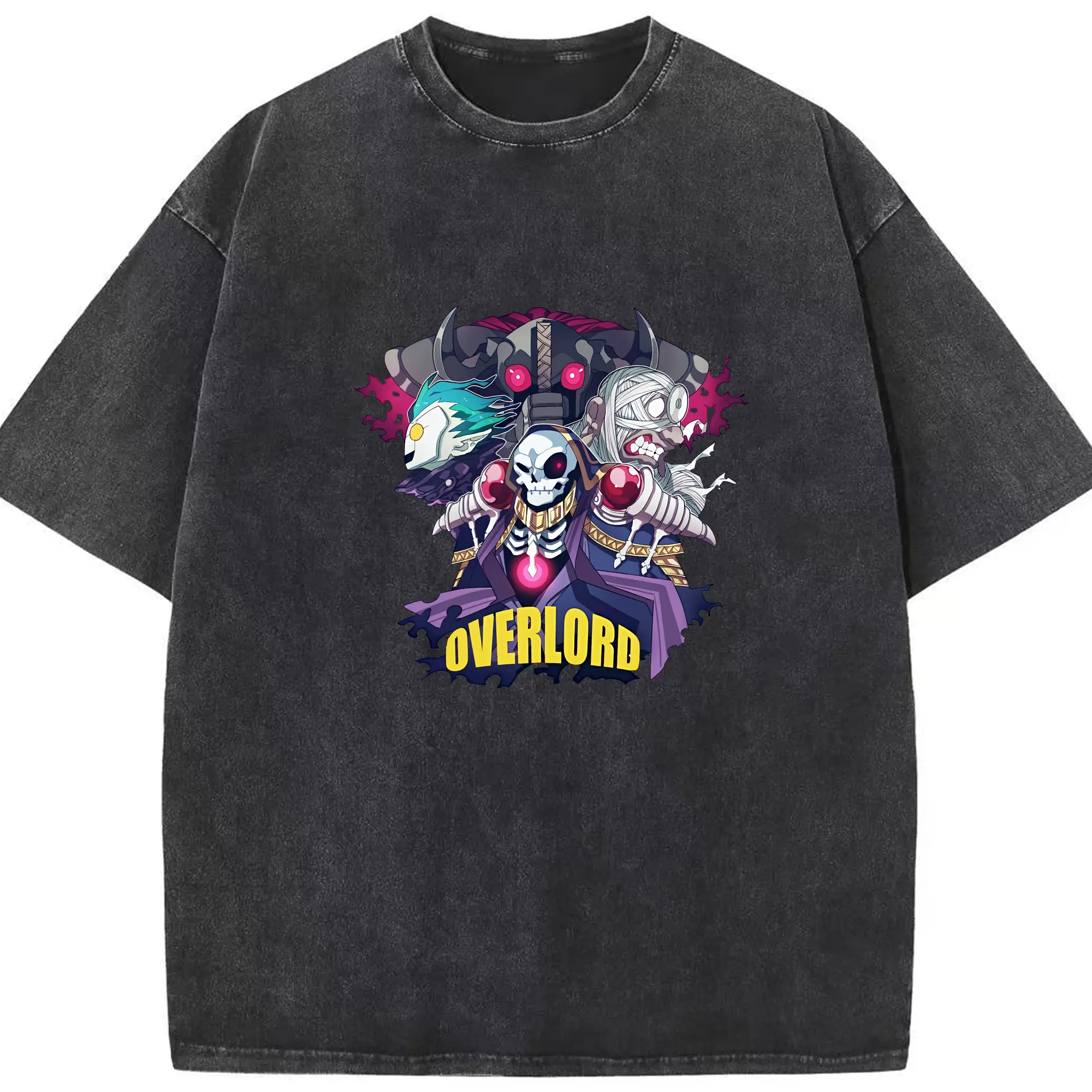 オーバーロード グッズ アインズ・ウール・ゴウン - 綿100％ ヴィンテージ風 半袖Tシャツ ・ フロントプリント ・ 柔らか肌触り ・ 通気性 快適 ・ スポーツ カジュアル 外出用