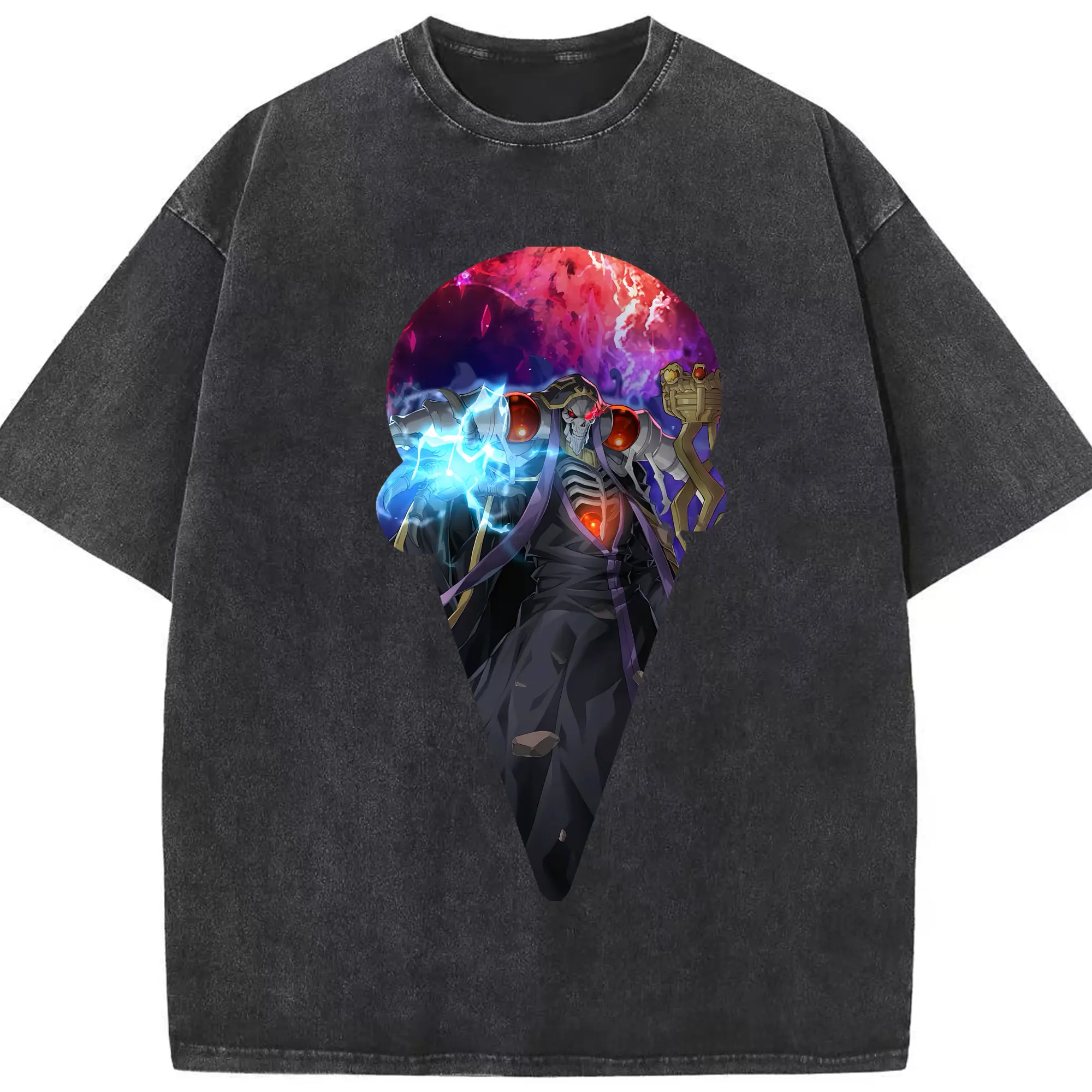 オーバーロード グッズ アインズ・ウール・ゴウン - 綿100％ ヴィンテージ風 半袖Tシャツ ・ フロントプリント ・ 柔らか肌触り ・ 通気性 快適 ・ スポーツ カジュアル 外出用