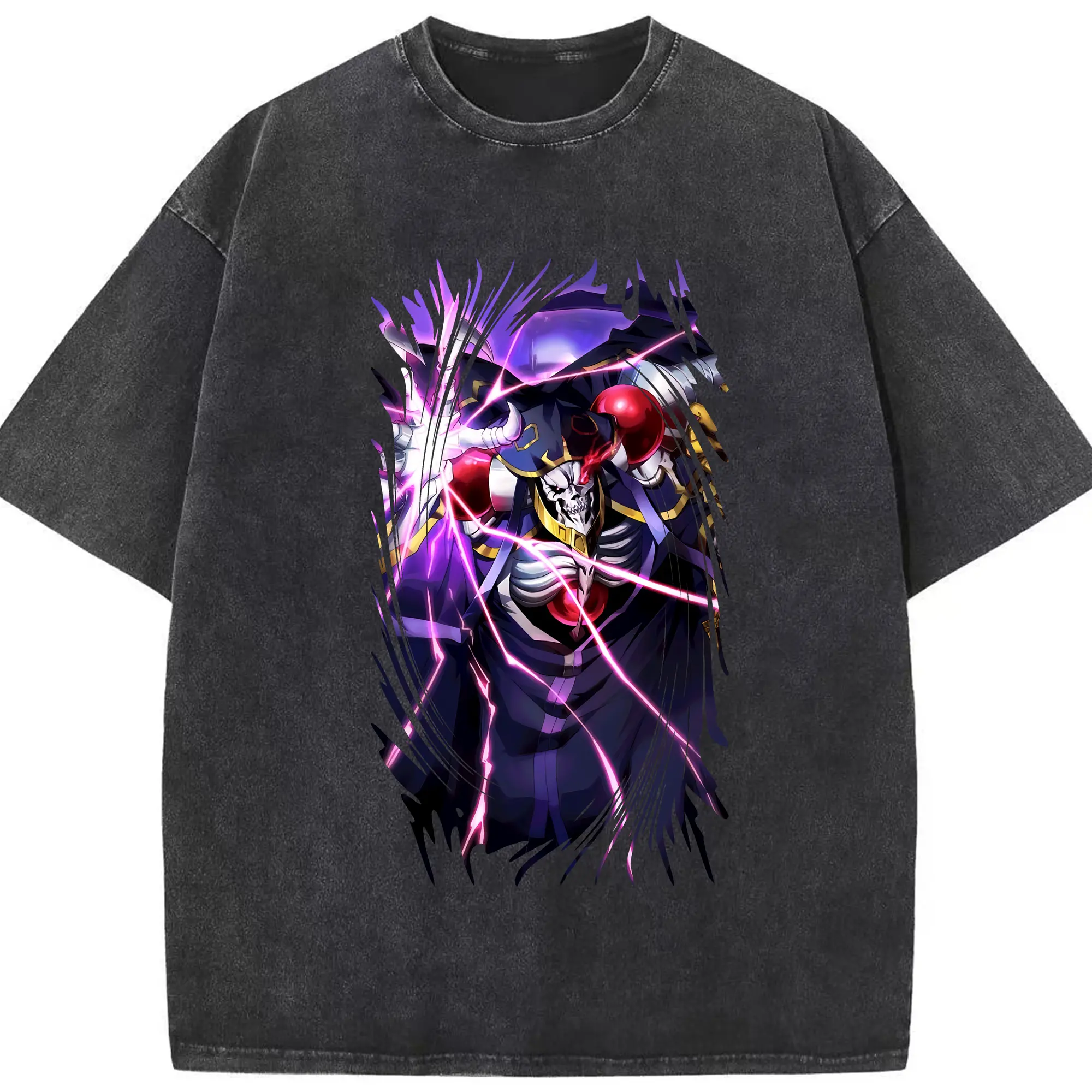 オーバーロード グッズ アインズ・ウール・ゴウン - 綿100％ ヴィンテージ風 半袖Tシャツ ・ フロントプリント ・ 柔らか肌触り ・ 通気性 快適 ・ スポーツ カジュアル 外出用