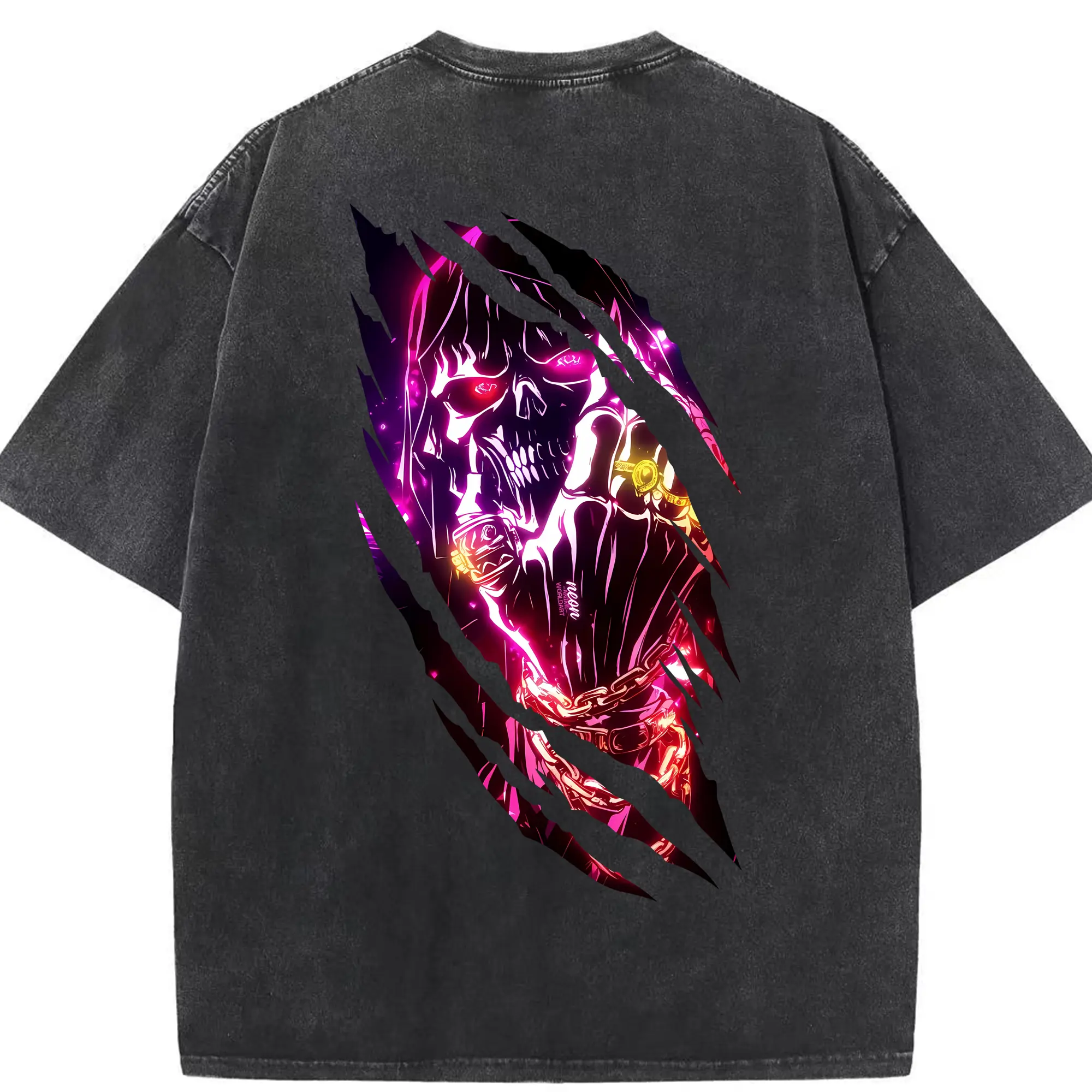 オーバーロード グッズ アインズ・ウール・ゴウン - 綿100％ ヴィンテージ風 半袖Tシャツ ・ 背面プリント ・ 柔らか肌触り ・ 通気性 快適 ・ スポーツ カジュアル 外出用