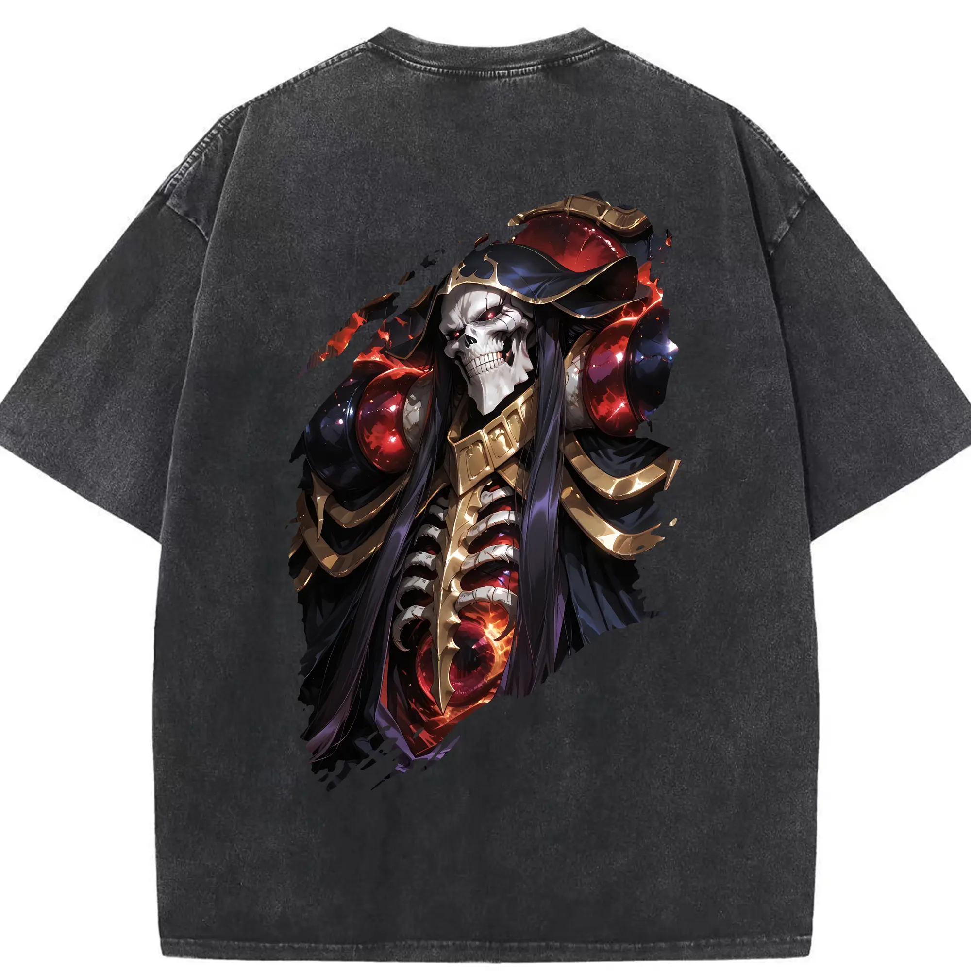 オーバーロード グッズ アインズ・ウール・ゴウン - 綿100％ ヴィンテージ風 半袖Tシャツ ・ 背面プリント ・ 柔らか肌触り ・ 通気性 快適 ・ スポーツ カジュアル 外出用