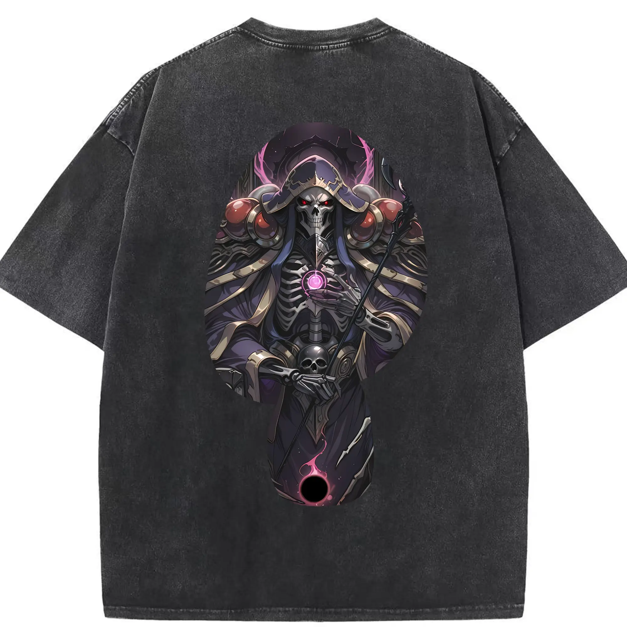 オーバーロード グッズ アインズ・ウール・ゴウン - 綿100％ ヴィンテージ風 半袖Tシャツ ・ 背面プリント ・ 柔らか肌触り ・ 通気性 快適 ・ スポーツ カジュアル 外出用