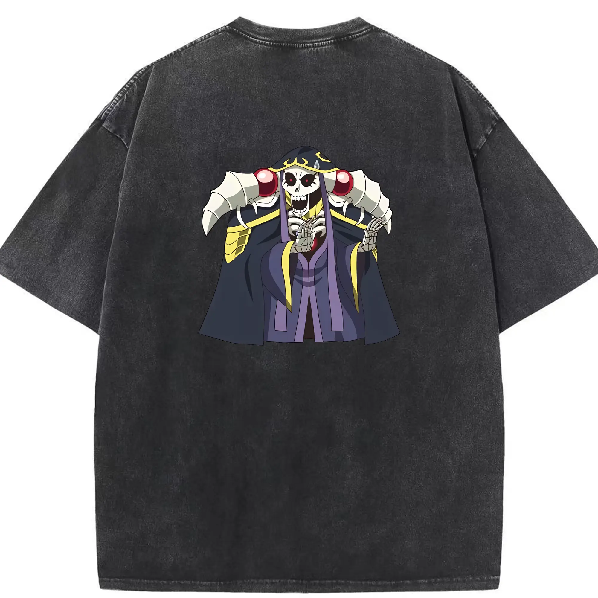 オーバーロード グッズ アインズ・ウール・ゴウン - 綿100％ ヴィンテージ風 半袖Tシャツ ・ 背面プリント ・ 柔らか肌触り ・ 通気性 快適 ・ スポーツ カジュアル 外出用