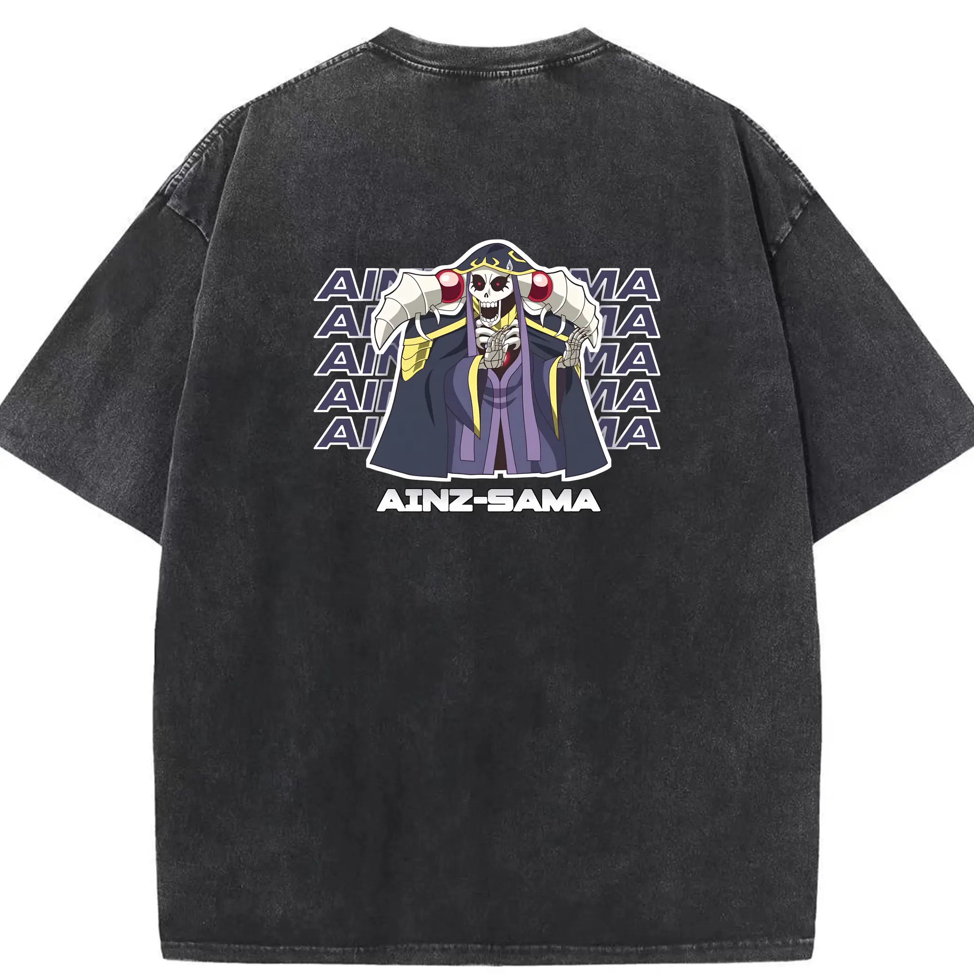 オーバーロード グッズ アインズ・ウール・ゴウン - 綿100％ ヴィンテージ風 半袖Tシャツ ・ 背面プリント ・ 柔らか肌触り ・ 通気性 快適 ・ スポーツ カジュアル 外出用