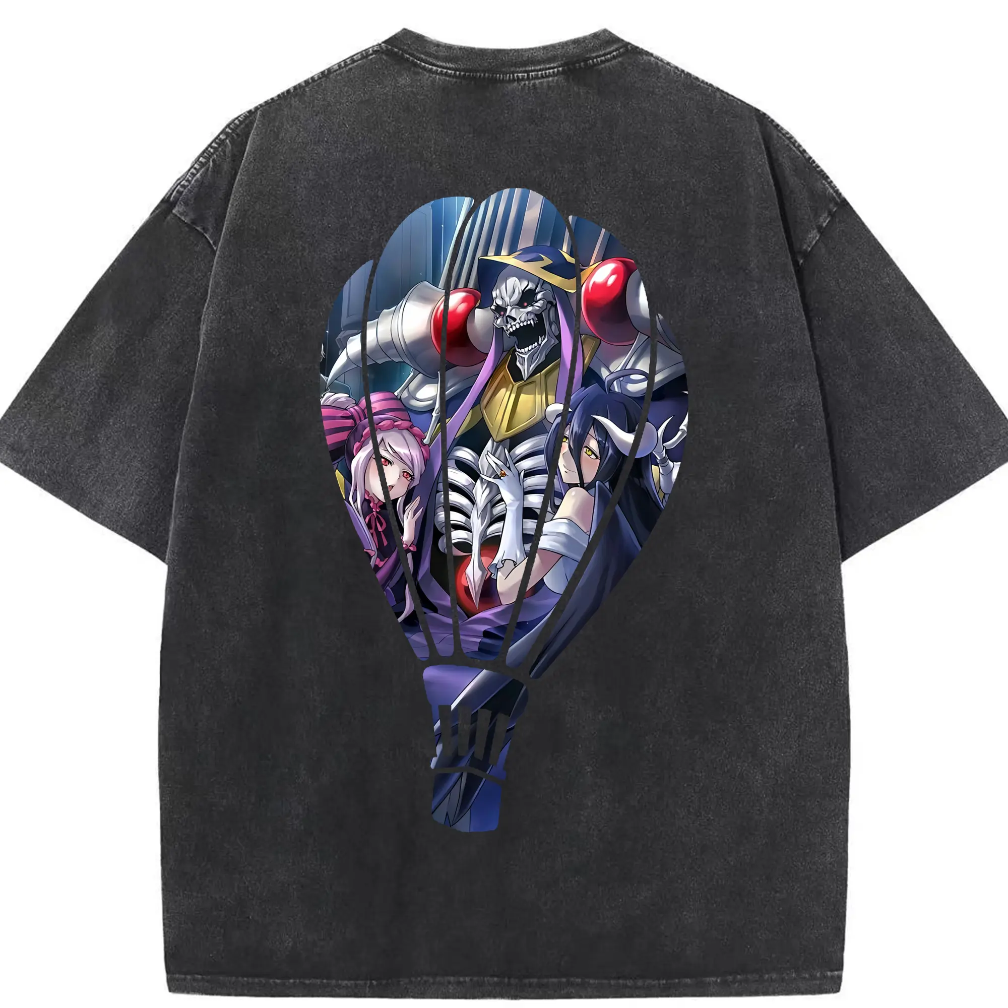 オーバーロード グッズ アインズ・ウール・ゴウン - 綿100％ ヴィンテージ風 半袖Tシャツ ・ 背面プリント ・ 柔らか肌触り ・ 通気性 快適 ・ スポーツ カジュアル 外出用