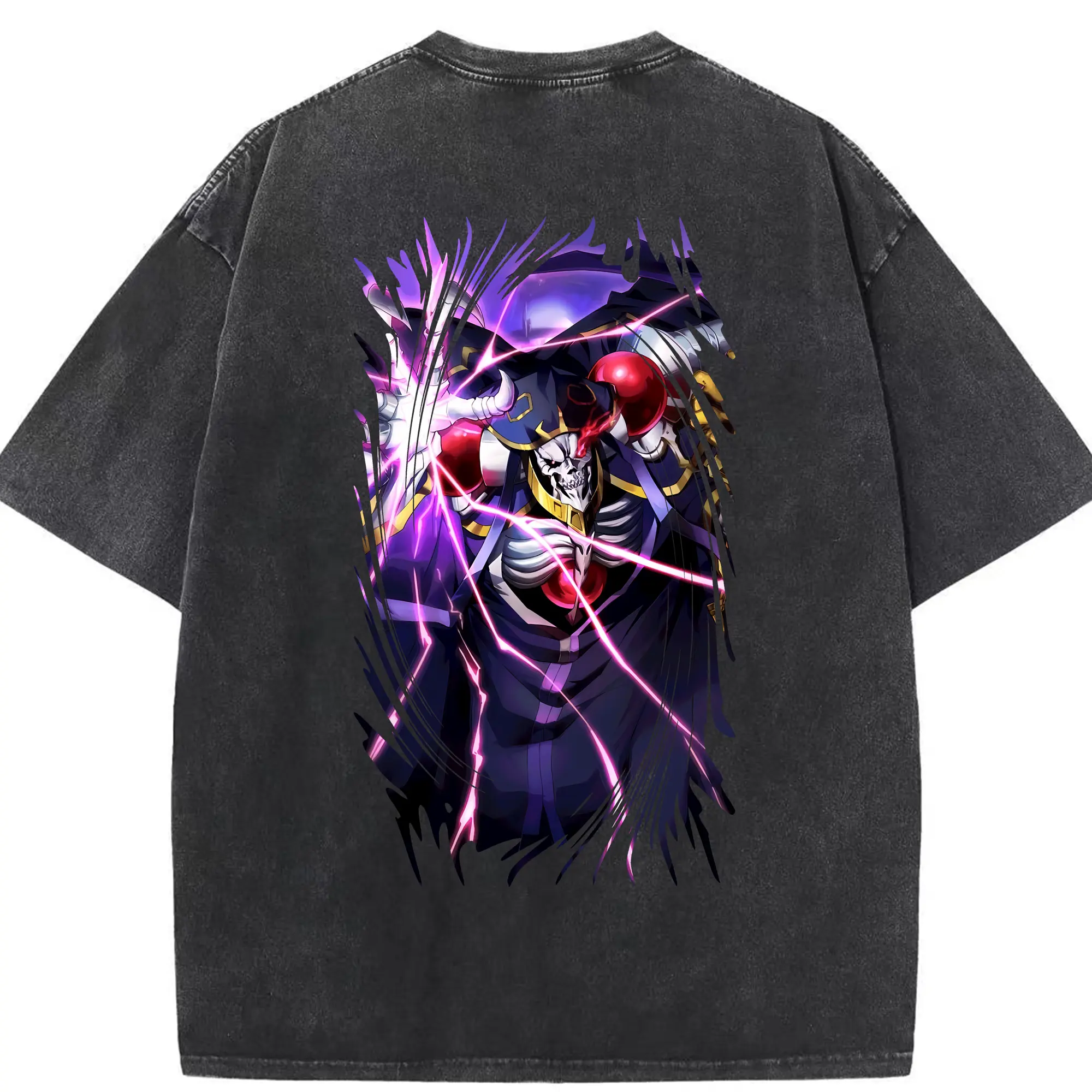 オーバーロード グッズ アインズ・ウール・ゴウン - 綿100％ ヴィンテージ風 半袖Tシャツ ・ 背面プリント ・ 柔らか肌触り ・ 通気性 快適 ・ スポーツ カジュアル 外出用