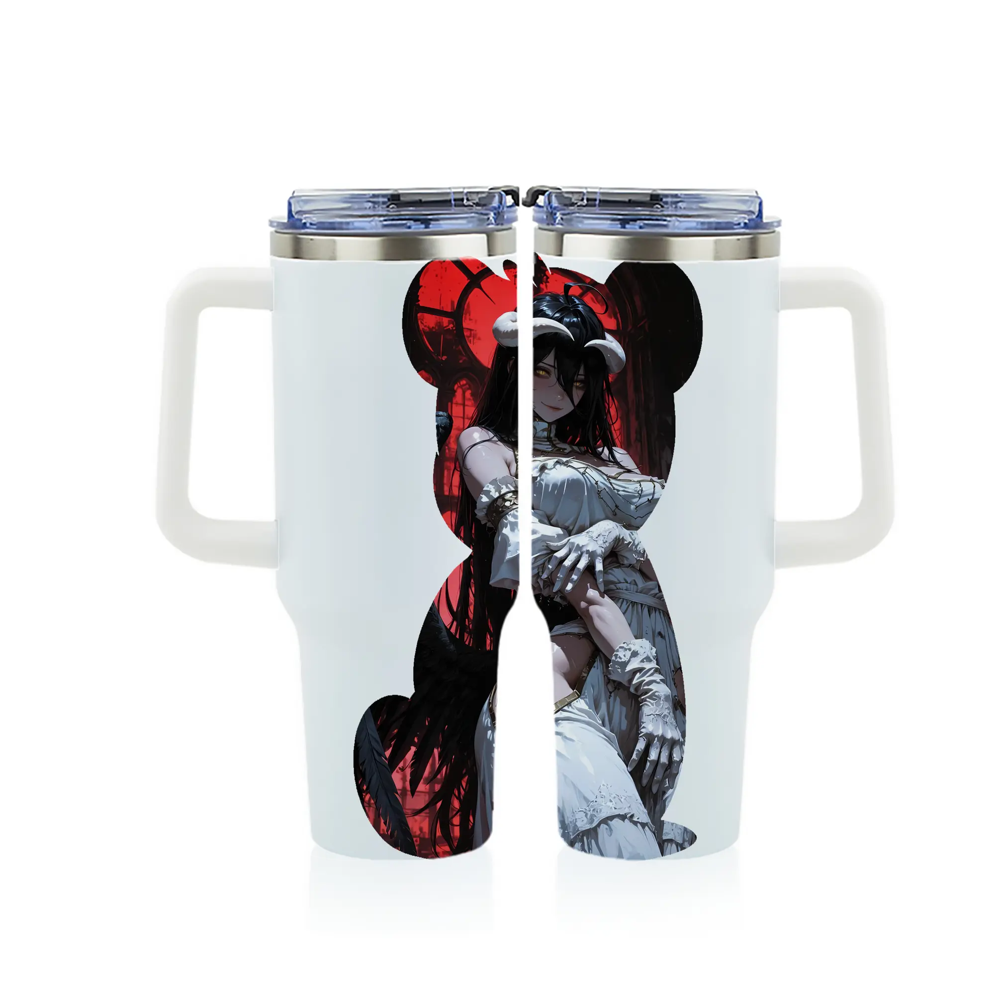 オーバーロード グッズ アルベド - 1200mL フルプリント車用タンブラー ・ 304ステンレス 内側 ・ 201ステンレス 外側 ・ 保温 保冷 ・ 通勤 ドライブ アウトドア用