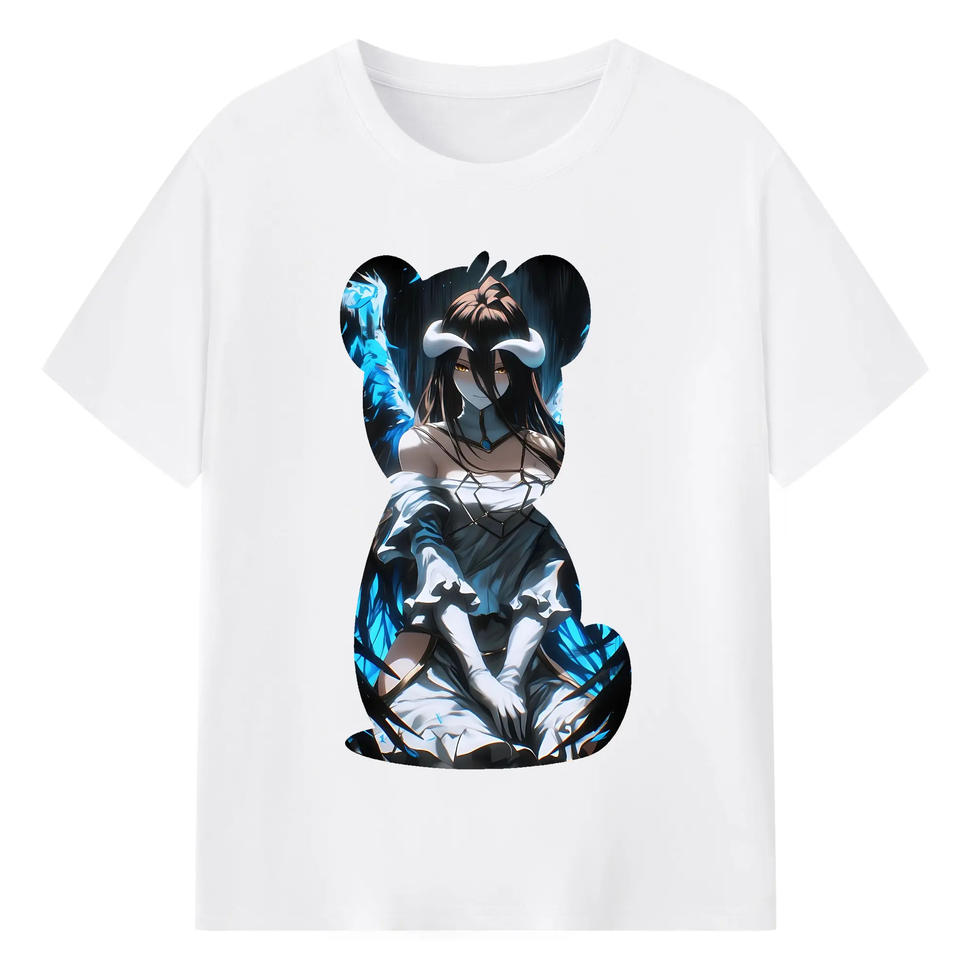 オーバーロード グッズ アルベド - 綿100％ 半袖Tシャツ ・ フロントプリント ・ 快適 通気性 ・ 日常使い 散歩 スポーツ用