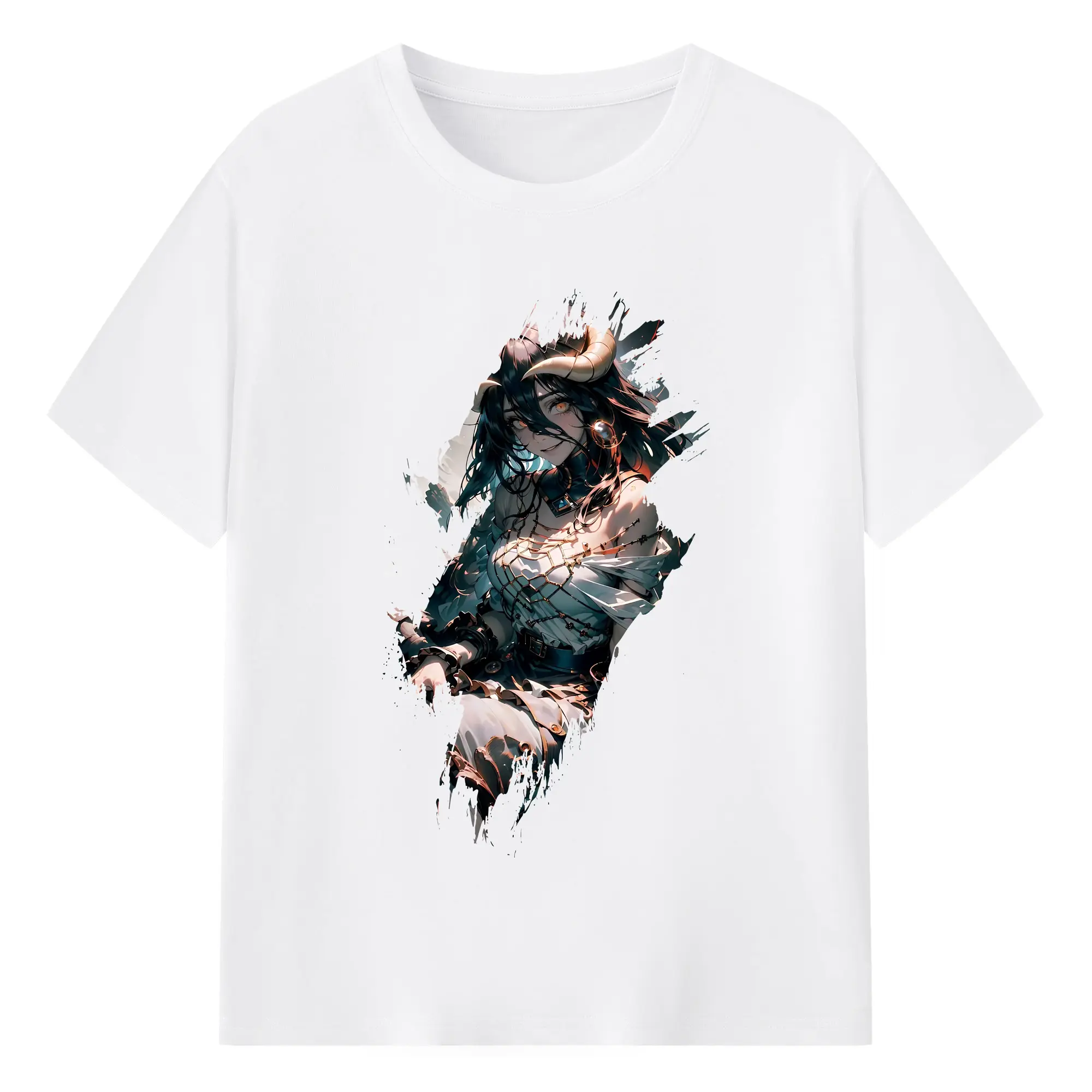 オーバーロード グッズ アルベド - 綿100％ 半袖Tシャツ ・ フロントプリント ・ 快適 通気性 ・ 日常使い 散歩 スポーツ用