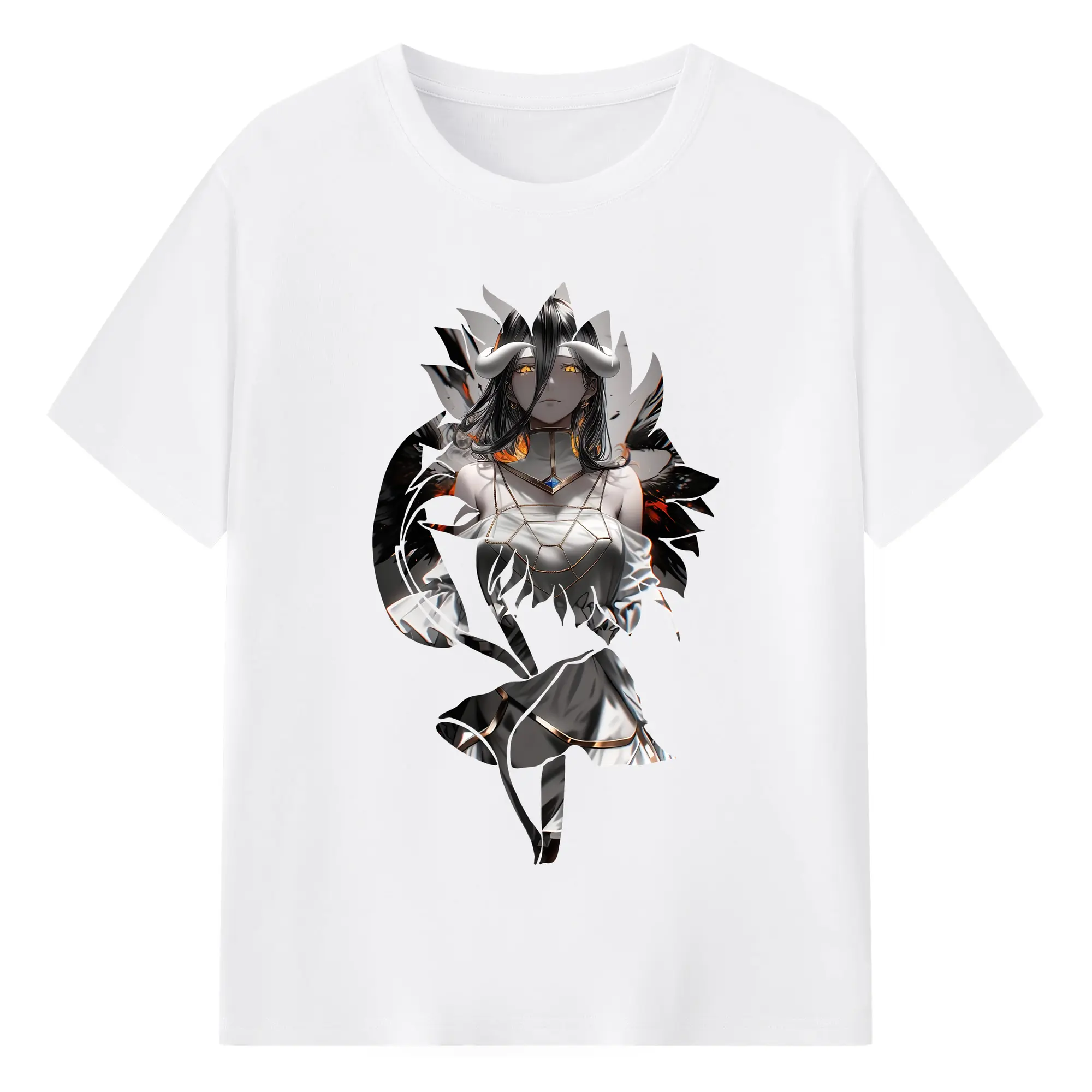 オーバーロード グッズ アルベド - 綿100％ 半袖Tシャツ ・ フロントプリント ・ 快適 通気性 ・ 日常使い 散歩 スポーツ用