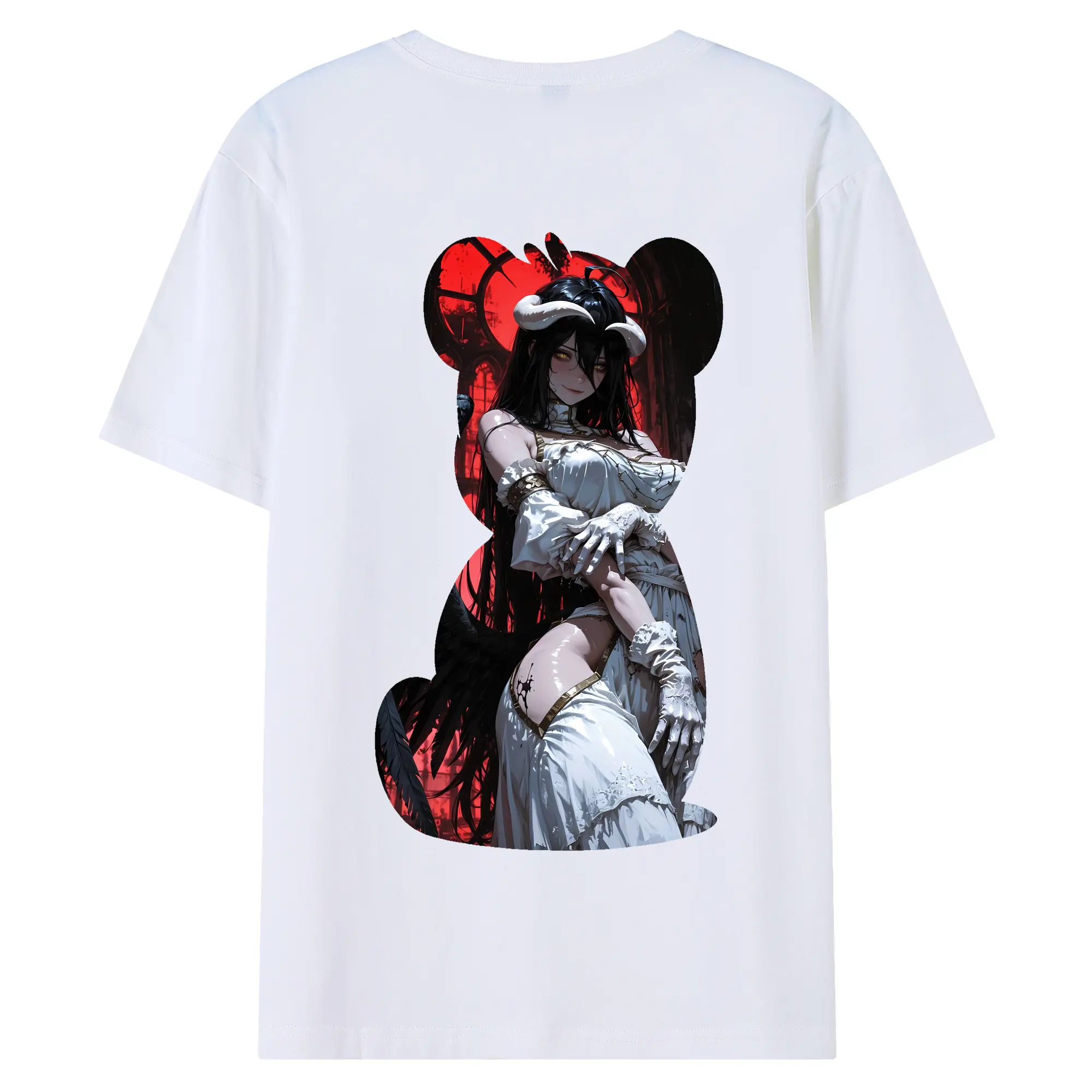 オーバーロード グッズ アルベド - 綿100％ 半袖Tシャツ ・ バックプリント ・ 快適 通気性 ・ 日常使い 散歩 スポーツ用