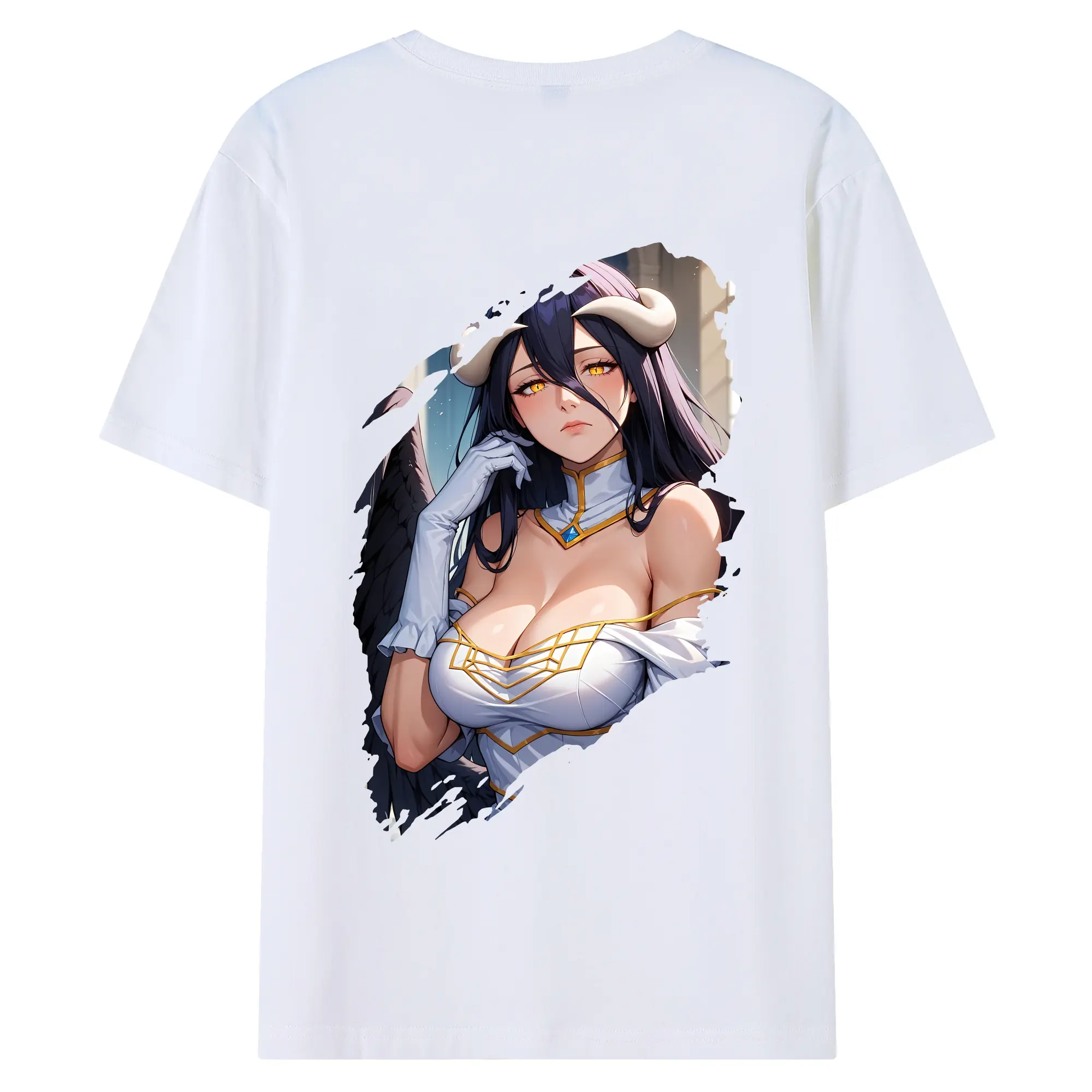 オーバーロード グッズ アルベド - 綿100％ 半袖Tシャツ ・ バックプリント ・ 快適 通気性 ・ 日常使い 散歩 スポーツ用