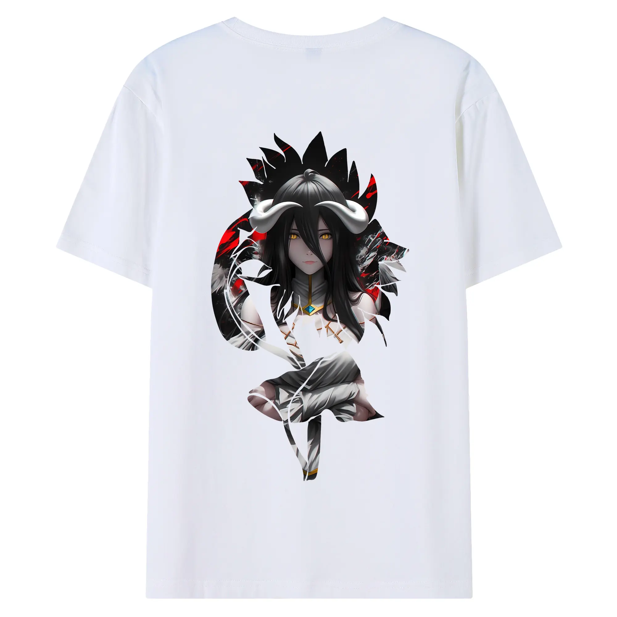 オーバーロード グッズ アルベド - 綿100％ 半袖Tシャツ ・ バックプリント ・ 快適 通気性 ・ 日常使い 散歩 スポーツ用