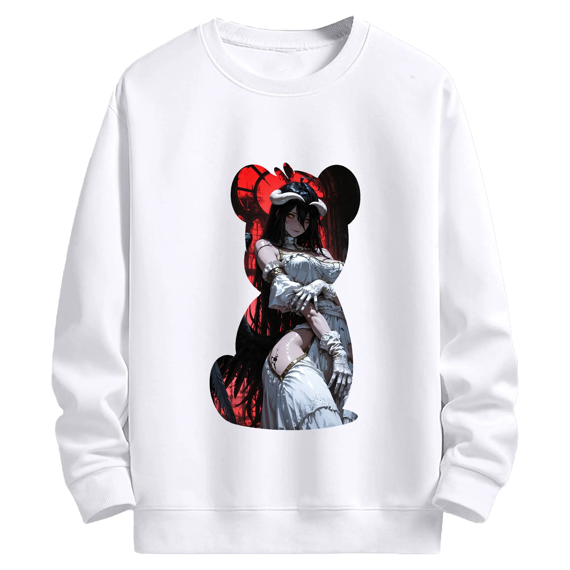 オーバーロード グッズ アルベド - 高品質 クルーネック スウェット ・ コットン59％ ポリエステル41％ ・ ユニセックス 長袖 トレーナー ・ カジュアル デイリー スポーツ 散歩用