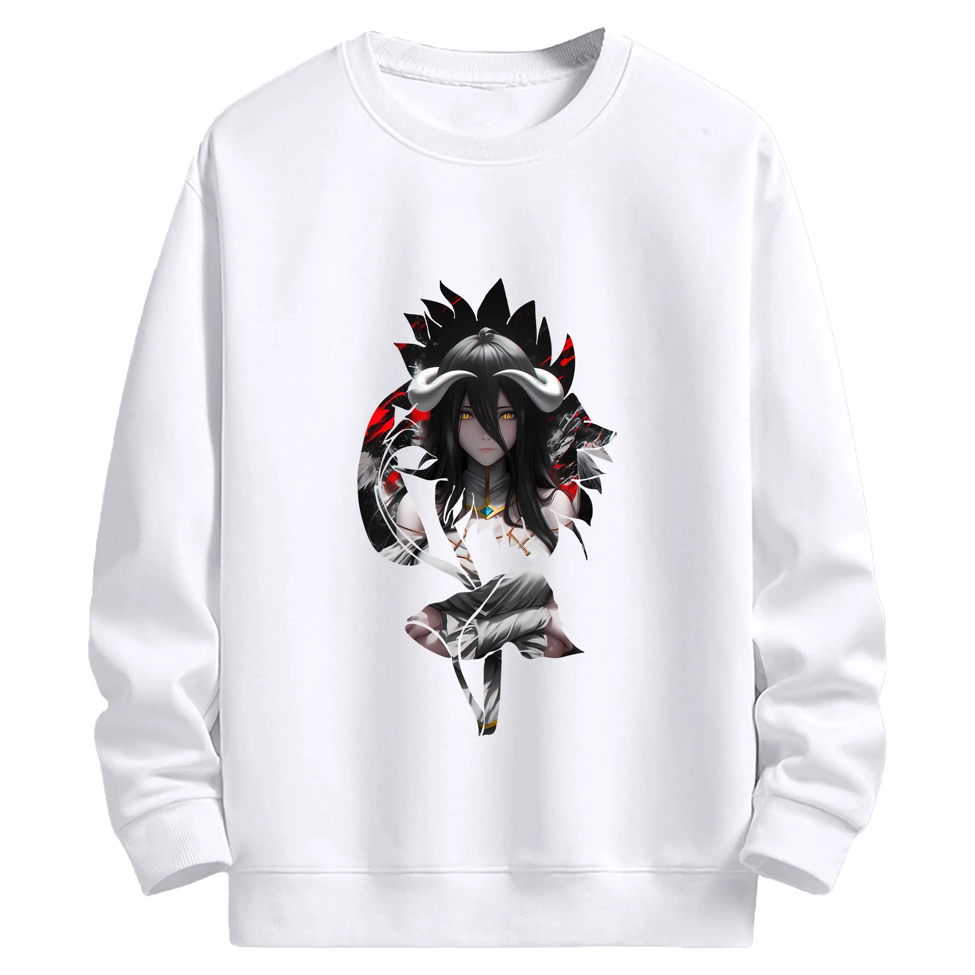 オーバーロード グッズ アルベド - 高品質 クルーネック スウェット ・ コットン59％ ポリエステル41％ ・ ユニセックス 長袖 トレーナー ・ カジュアル デイリー スポーツ 散歩用