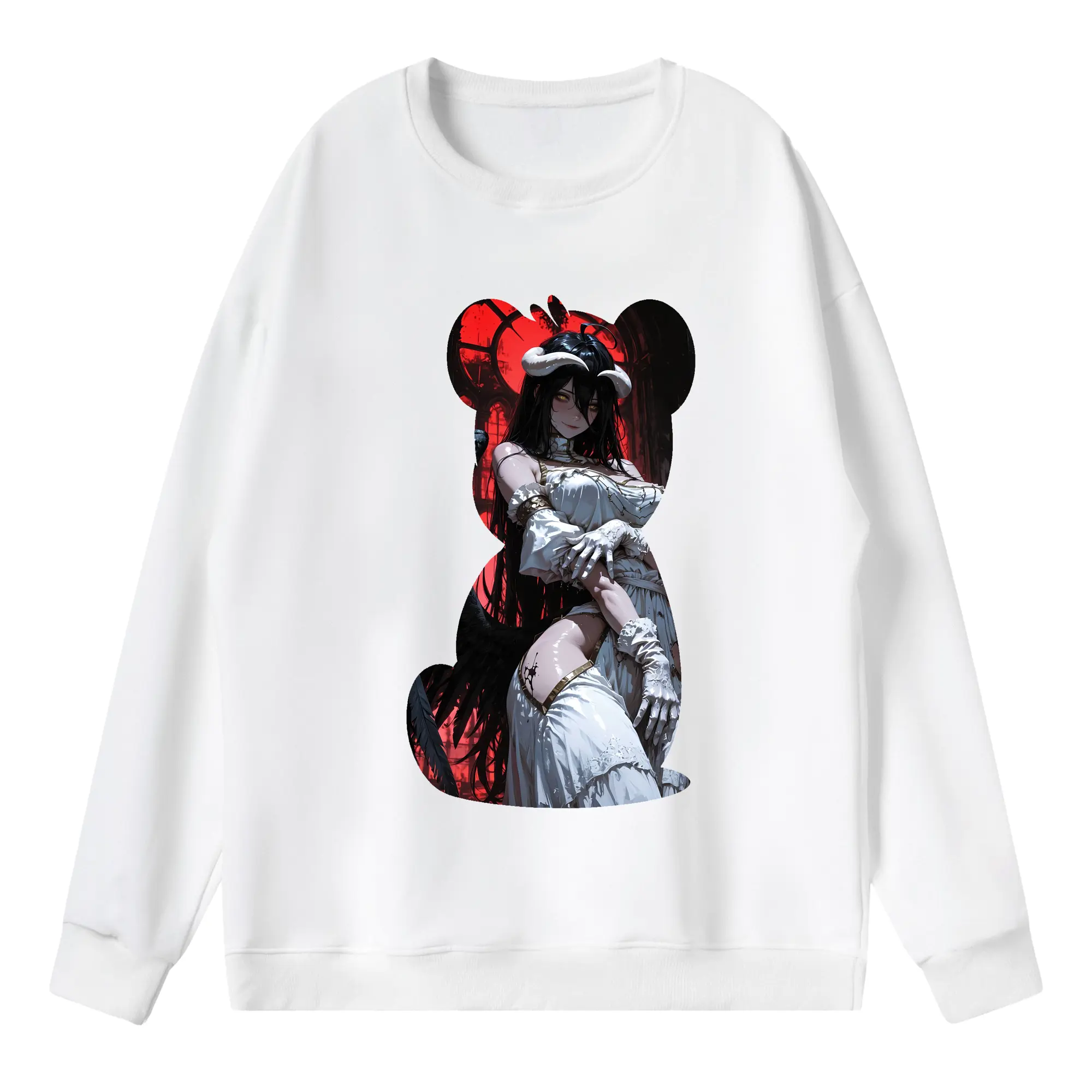 オーバーロード グッズ アルベド - 薄手 クルーネック スウェット 裏毛260g · ポリエステル 春秋向け カジュアル 男女兼用 · トレーナー デイリー スポーツ 散歩に最適