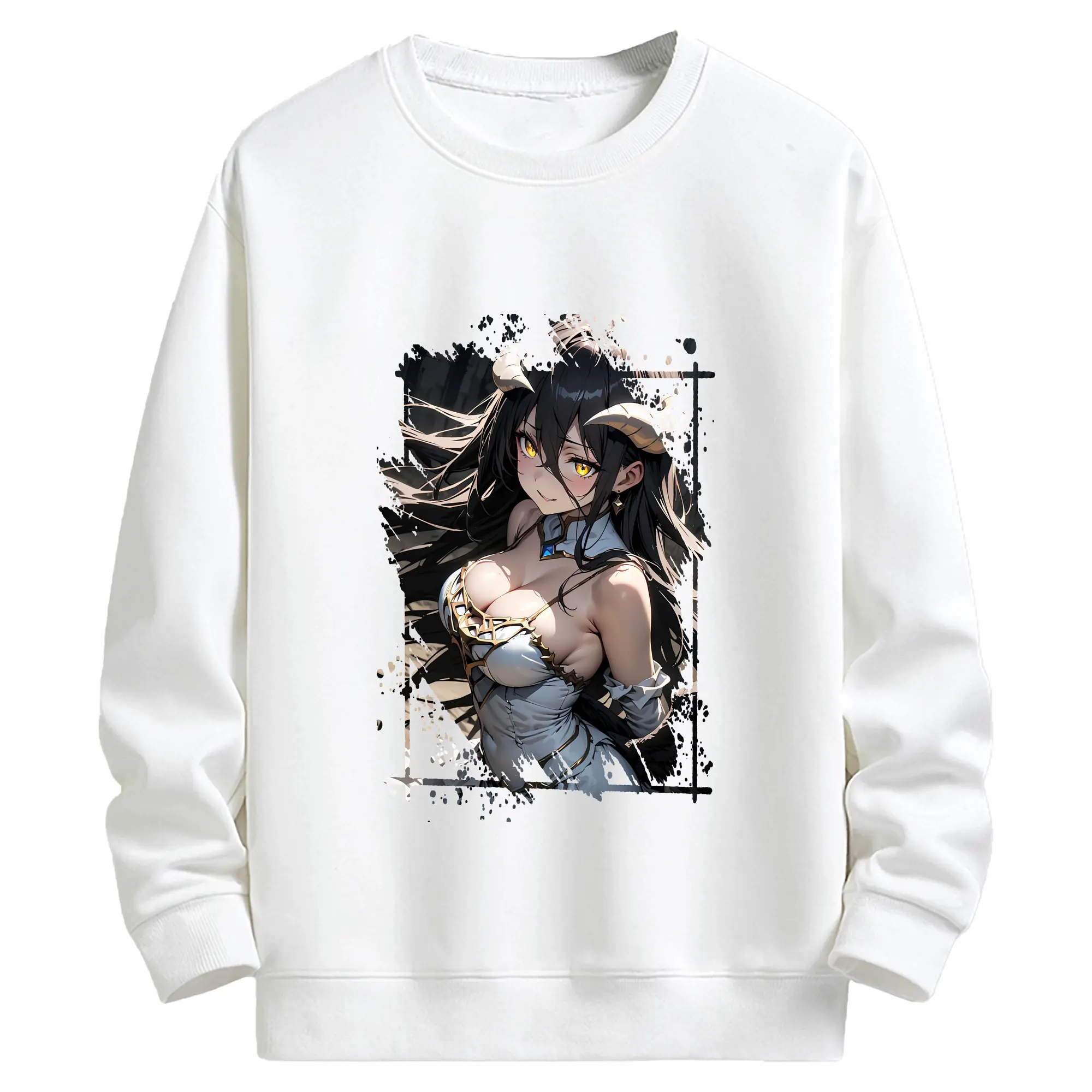 オーバーロード グッズ アルベド - キッズ クルーネックスウェットシャツ ・ フロントプリント ・ 綿80％ ポリエステル20％ ・ 快適 通学 スポーツ 日常使い お散歩用