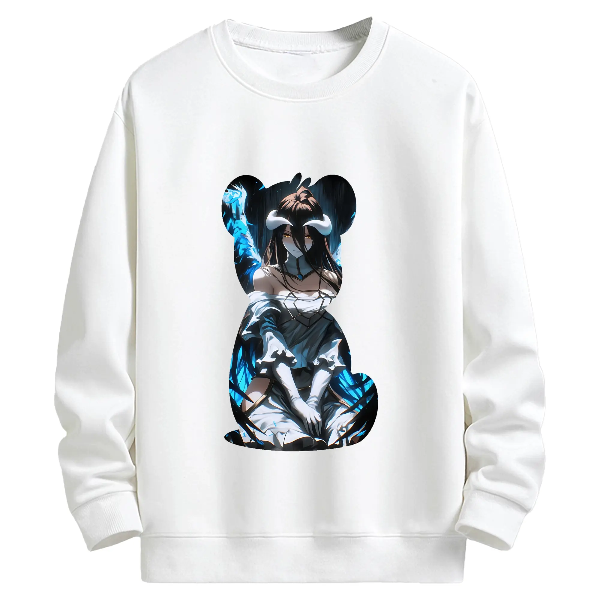 オーバーロード グッズ アルベド - キッズ クルーネックスウェットシャツ ・ フロントプリント ・ 綿80％ ポリエステル20％ ・ 快適 通学 スポーツ 日常使い お散歩用