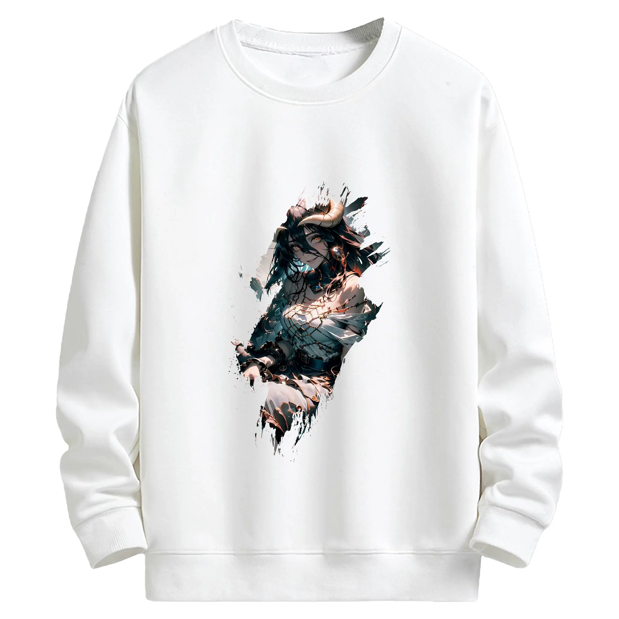 オーバーロード グッズ アルベド - キッズ クルーネックスウェットシャツ ・ フロントプリント ・ 綿80％ ポリエステル20％ ・ 快適 通学 スポーツ 日常使い お散歩用