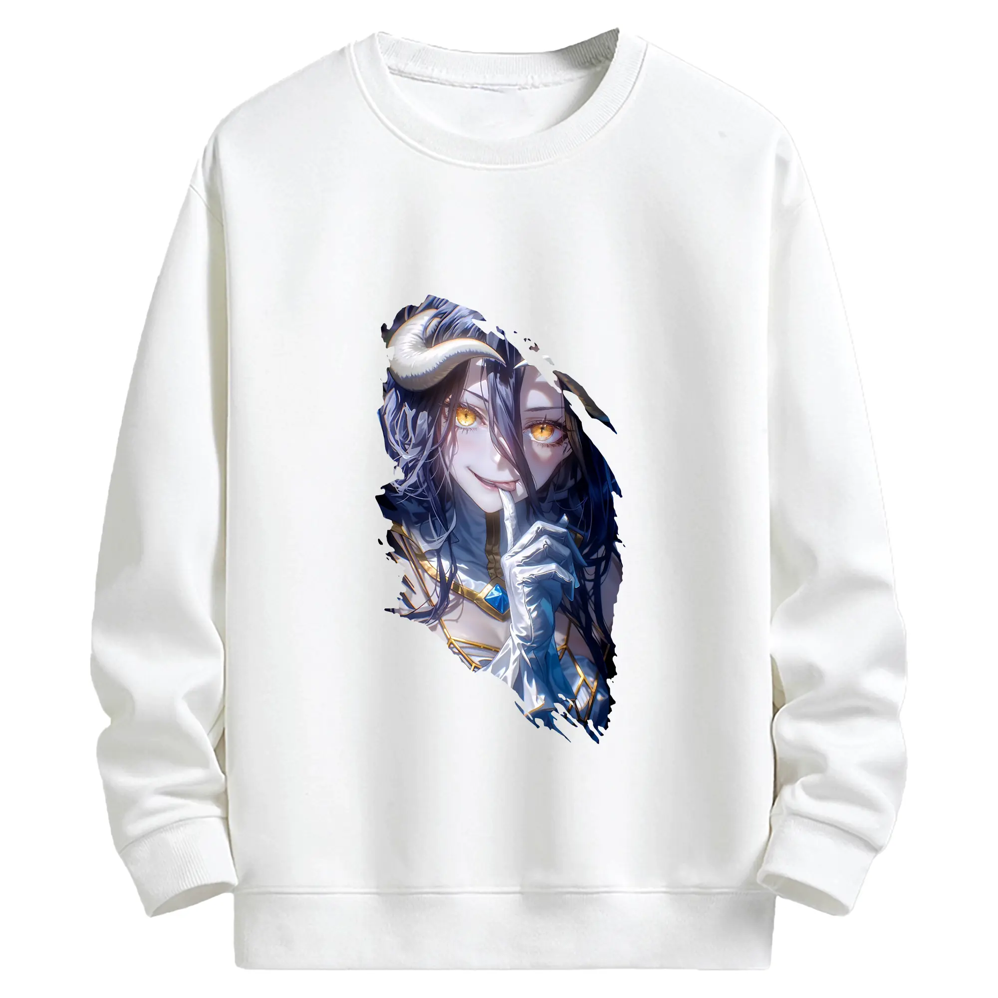 オーバーロード グッズ アルベド - キッズ クルーネックスウェットシャツ ・ フロントプリント ・ 綿80％ ポリエステル20％ ・ 快適 通学 スポーツ 日常使い お散歩用