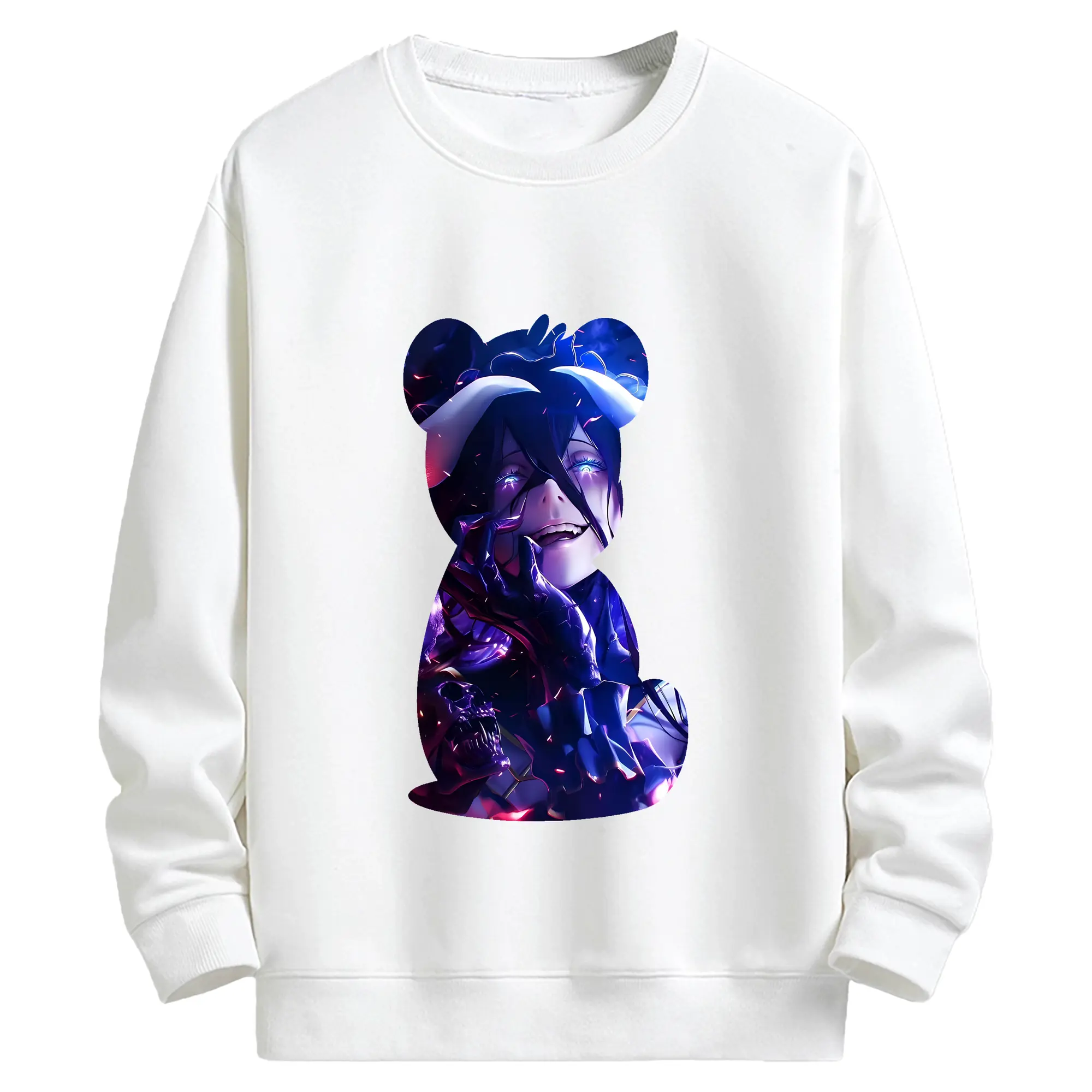 オーバーロード グッズ アルベド - キッズ クルーネックスウェットシャツ ・ フロントプリント ・ 綿80％ ポリエステル20％ ・ 快適 通学 スポーツ 日常使い お散歩用