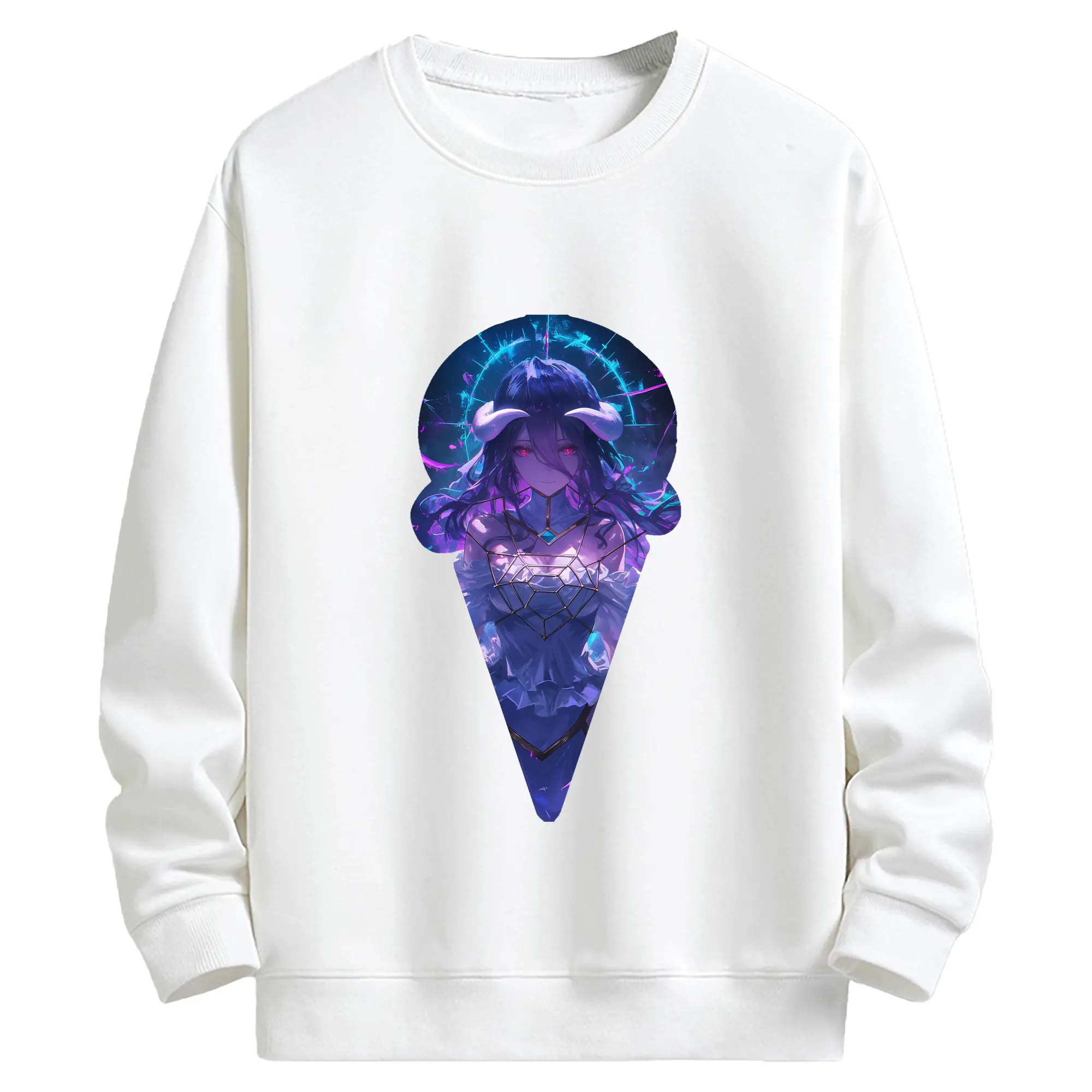 オーバーロード グッズ アルベド - キッズ クルーネックスウェットシャツ ・ フロントプリント ・ 綿80％ ポリエステル20％ ・ 快適 通学 スポーツ 日常使い お散歩用