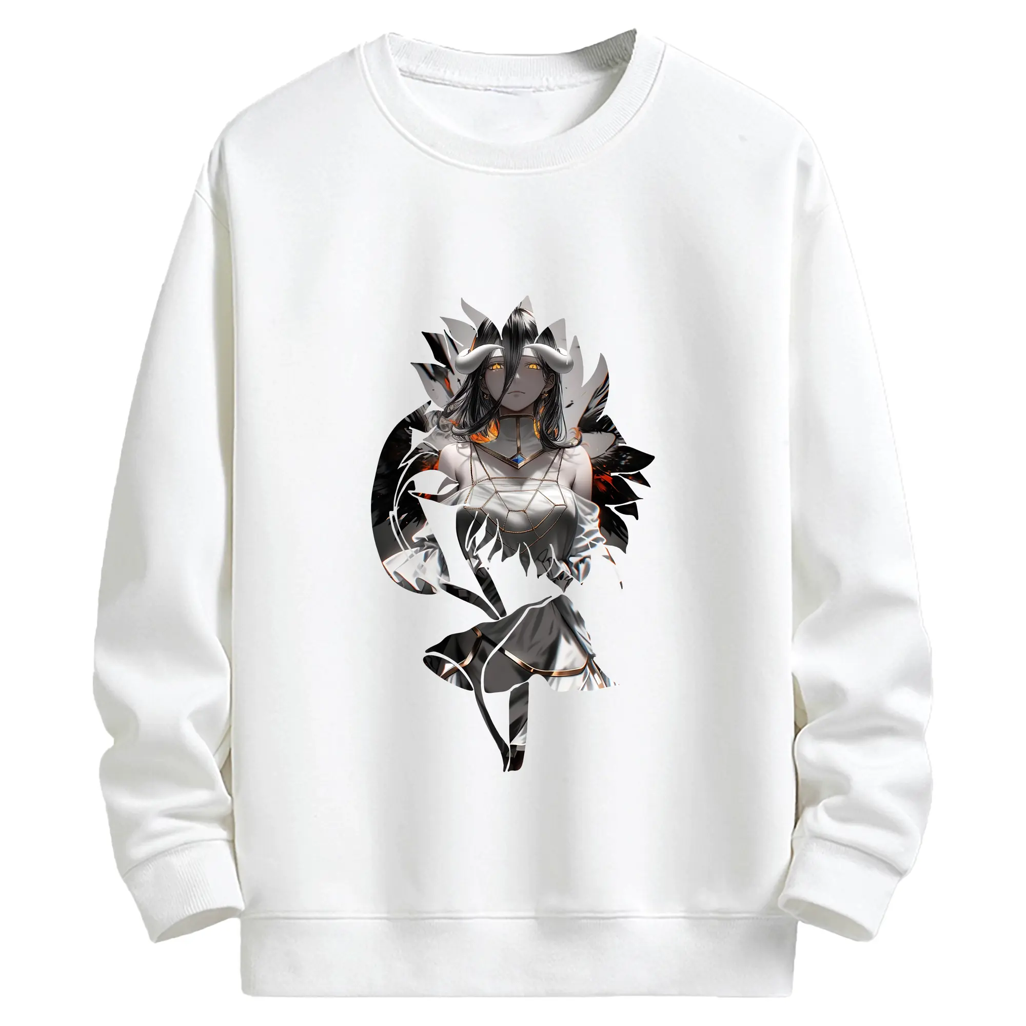 オーバーロード グッズ アルベド - キッズ クルーネックスウェットシャツ ・ フロントプリント ・ 綿80％ ポリエステル20％ ・ 快適 通学 スポーツ 日常使い お散歩用