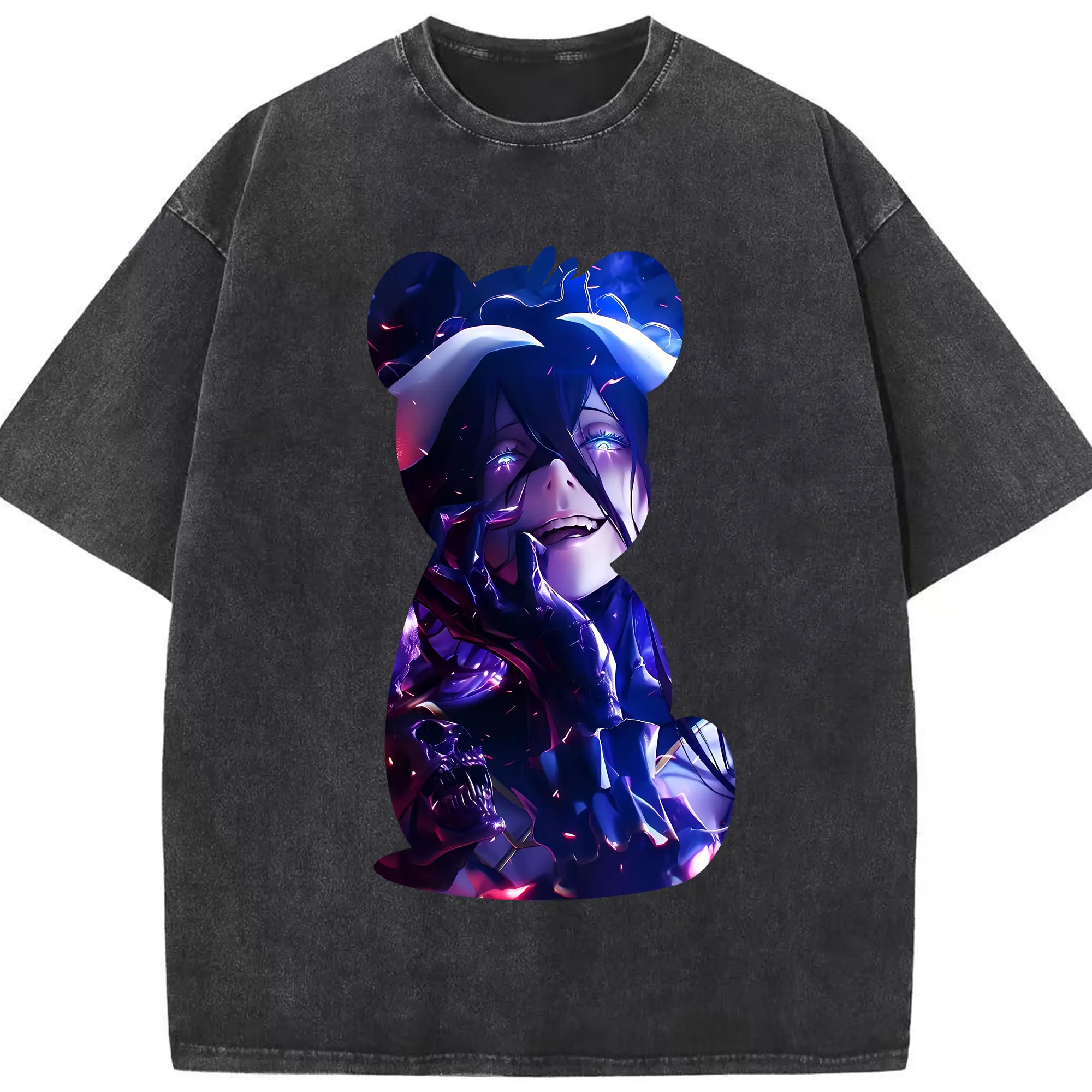 オーバーロード グッズ アルベド - 綿100％ ヴィンテージ風 半袖Tシャツ ・ フロントプリント ・ 柔らか肌触り ・ 通気性 快適 ・ スポーツ カジュアル 外出用