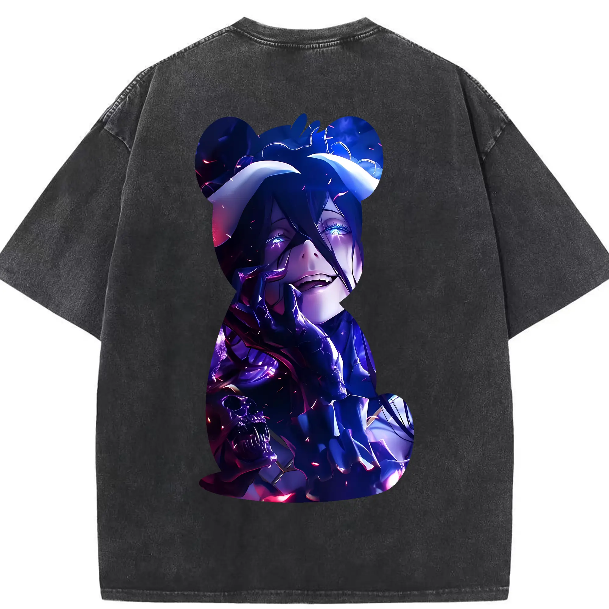 オーバーロード グッズ アルベド - 綿100％ ヴィンテージ風 半袖Tシャツ ・ 背面プリント ・ 柔らか肌触り ・ 通気性 快適 ・ スポーツ カジュアル 外出用