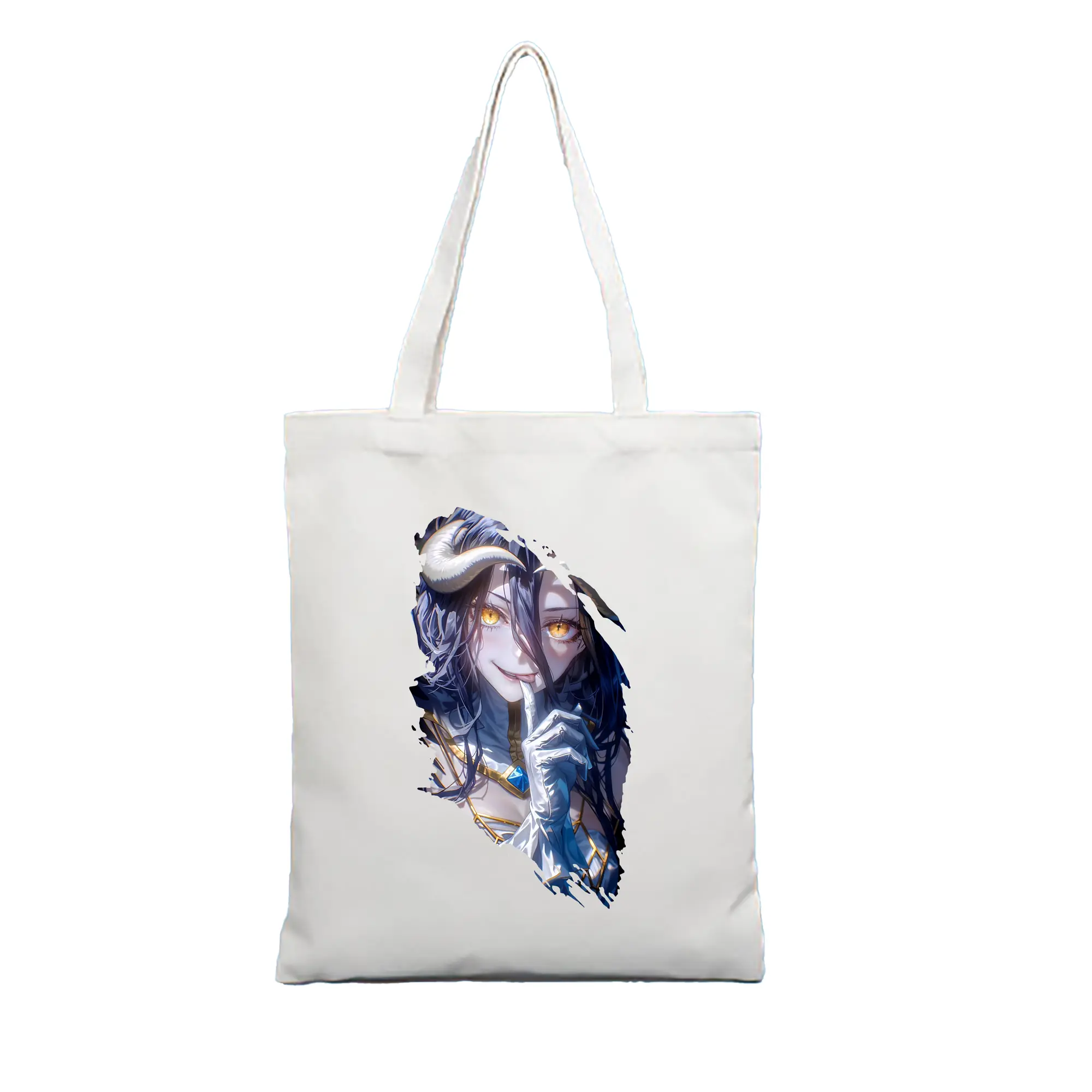 オーバーロード グッズ アルベド - 縦型キャンバス手提げバッグ（トートバッグ） ・ キャンバス素材 ・ ショッピング用 ・ 軽量 丈夫 お手入れ簡単