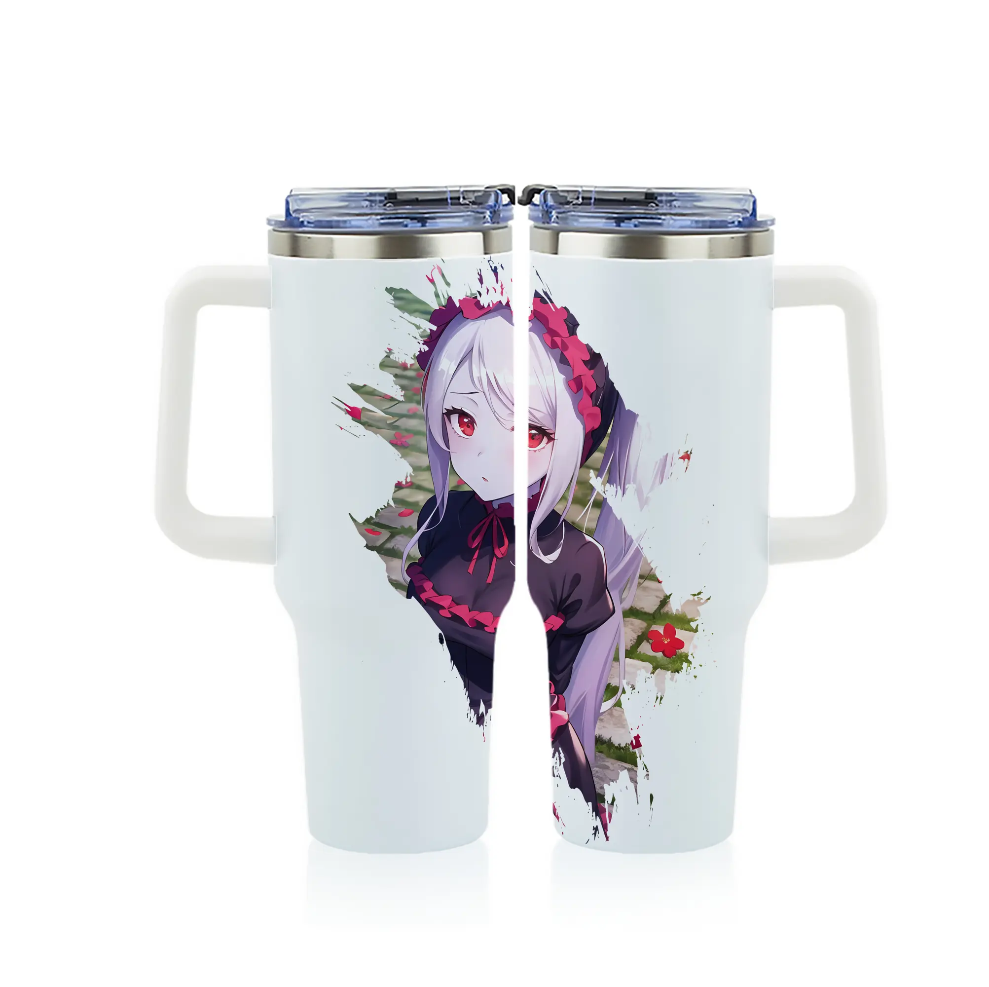 オーバーロード グッズ シャルティア・ブラッドフォールン - 1200mL フルプリント車用タンブラー ・ 304ステンレス 内側 ・ 201ステンレス 外側 ・ 保温 保冷 ・ 通勤 ドライブ アウトドア用