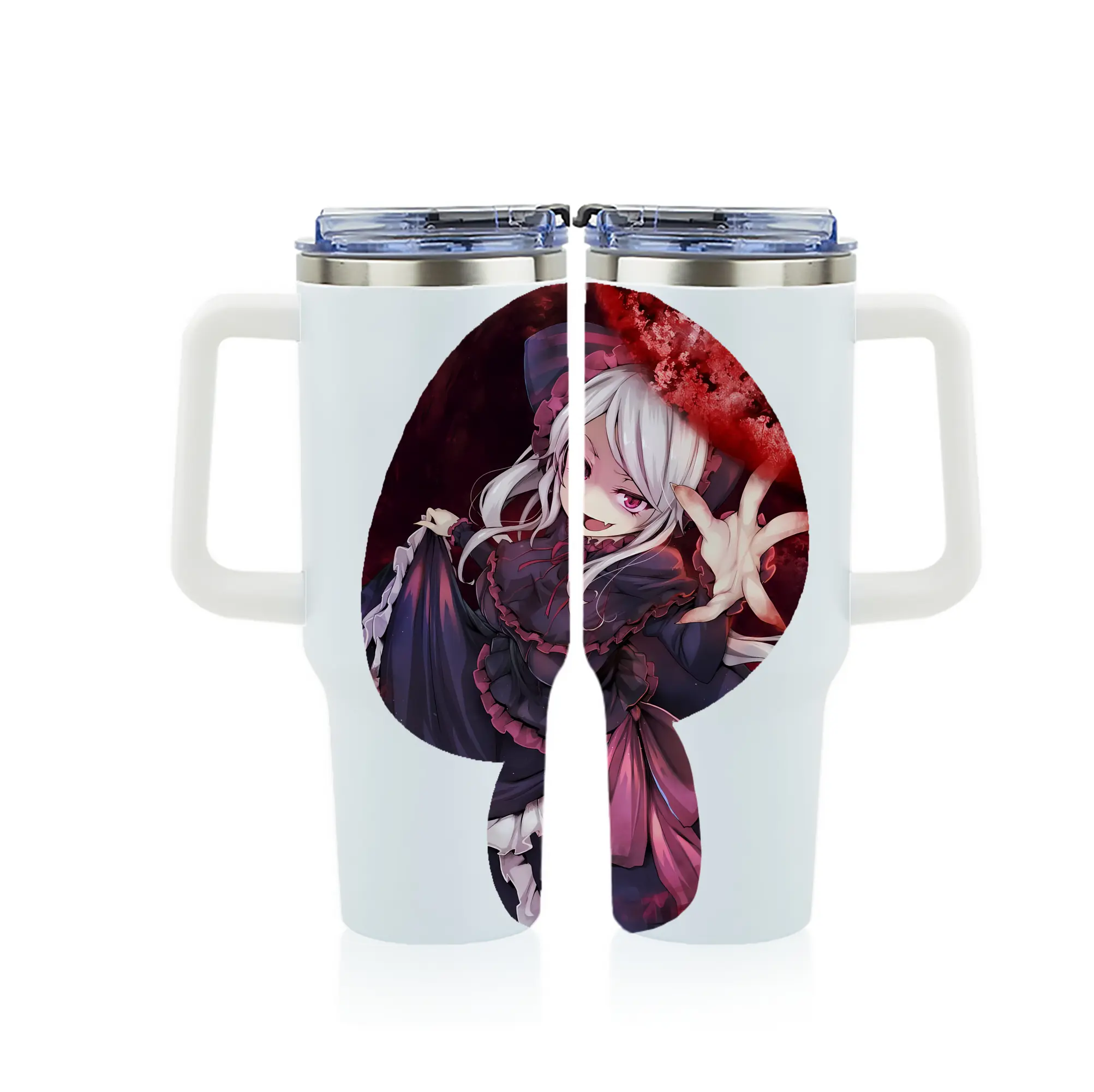 オーバーロード グッズ シャルティア・ブラッドフォールン - 1200mL フルプリント車用タンブラー ・ 304ステンレス 内側 ・ 201ステンレス 外側 ・ 保温 保冷 ・ 通勤 ドライブ アウトドア用